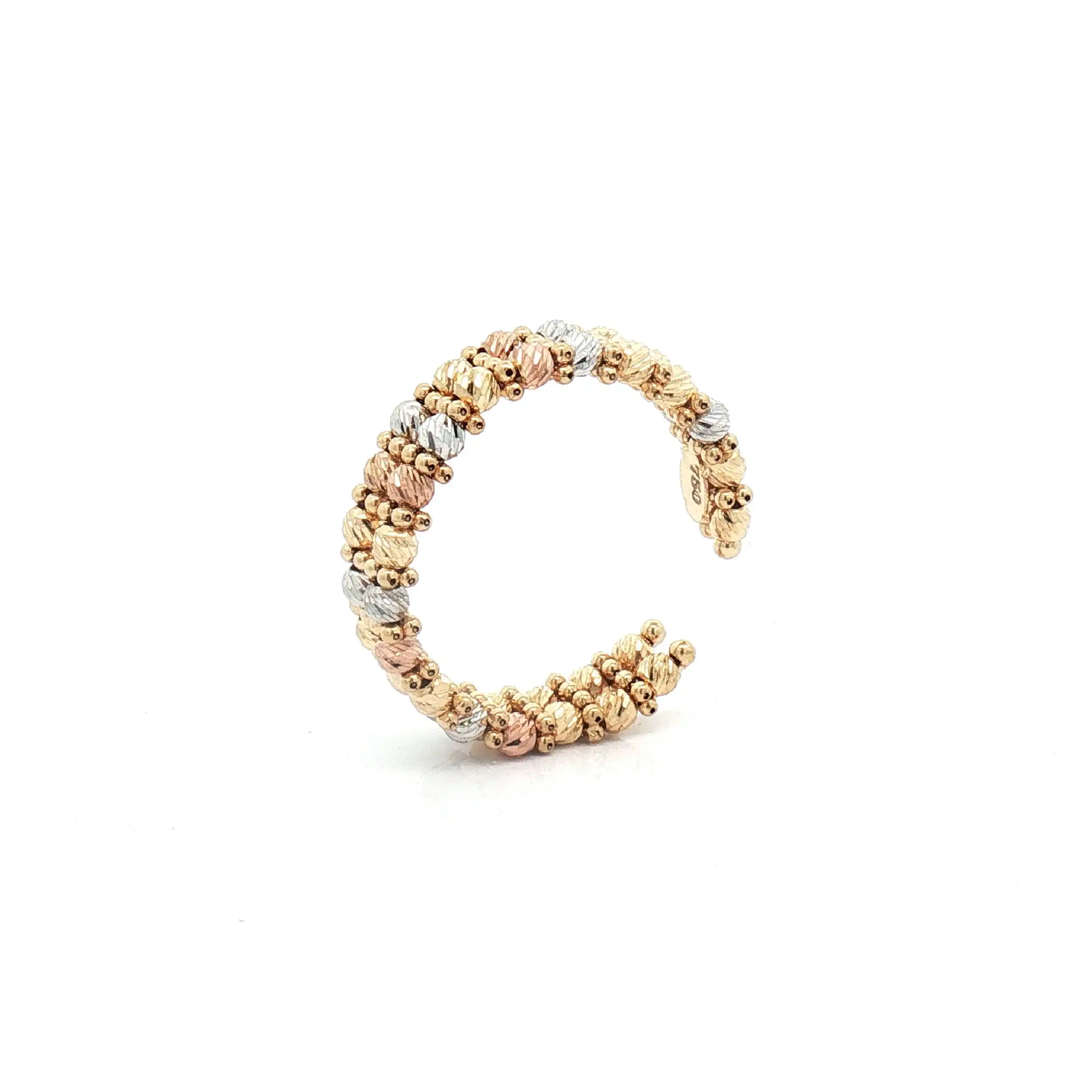 Ring Tricolor mit diamantierten Kugeln