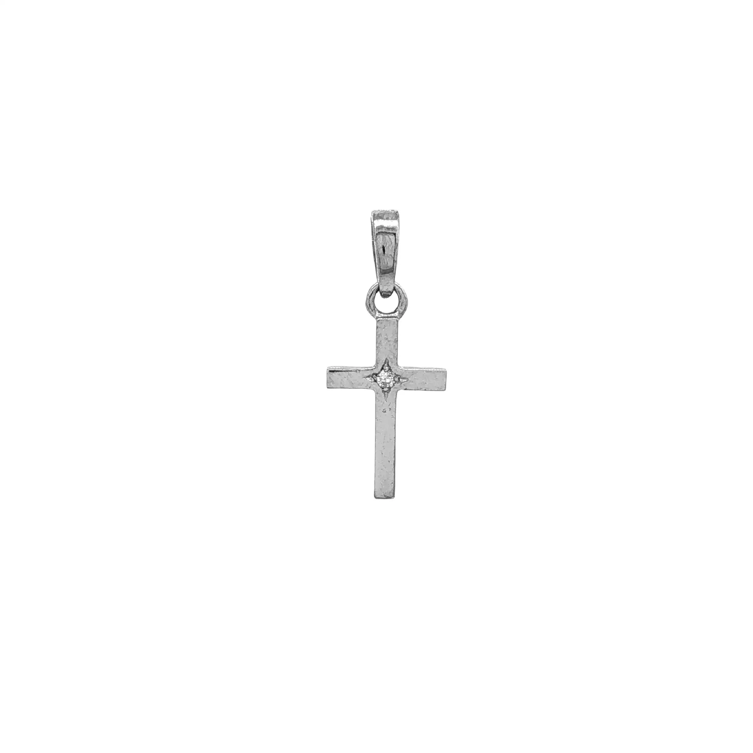 Anhänger Weißgold Kreuz mit Brillant Solitär