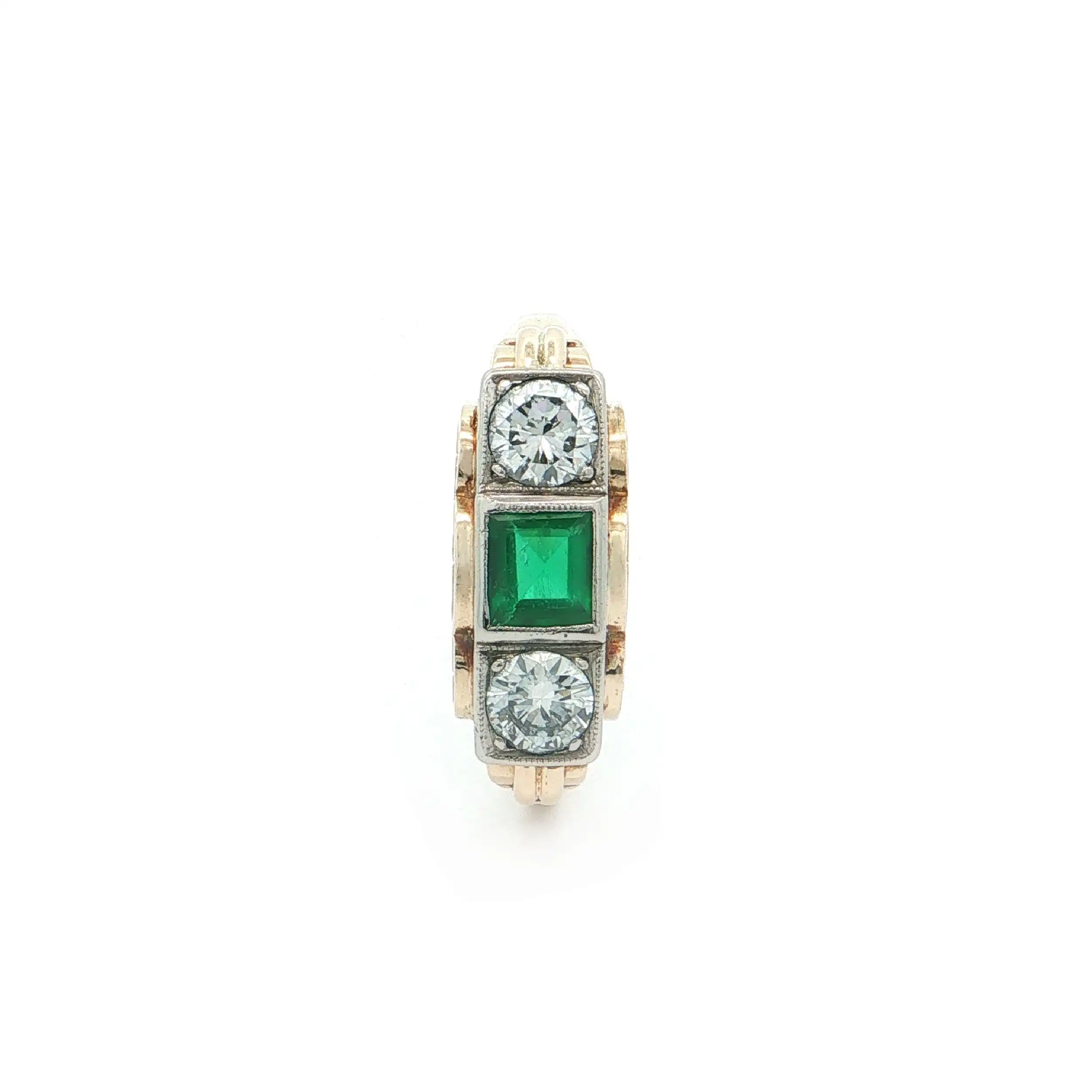 Ring Bicolor mit Smaragd und Brillanten