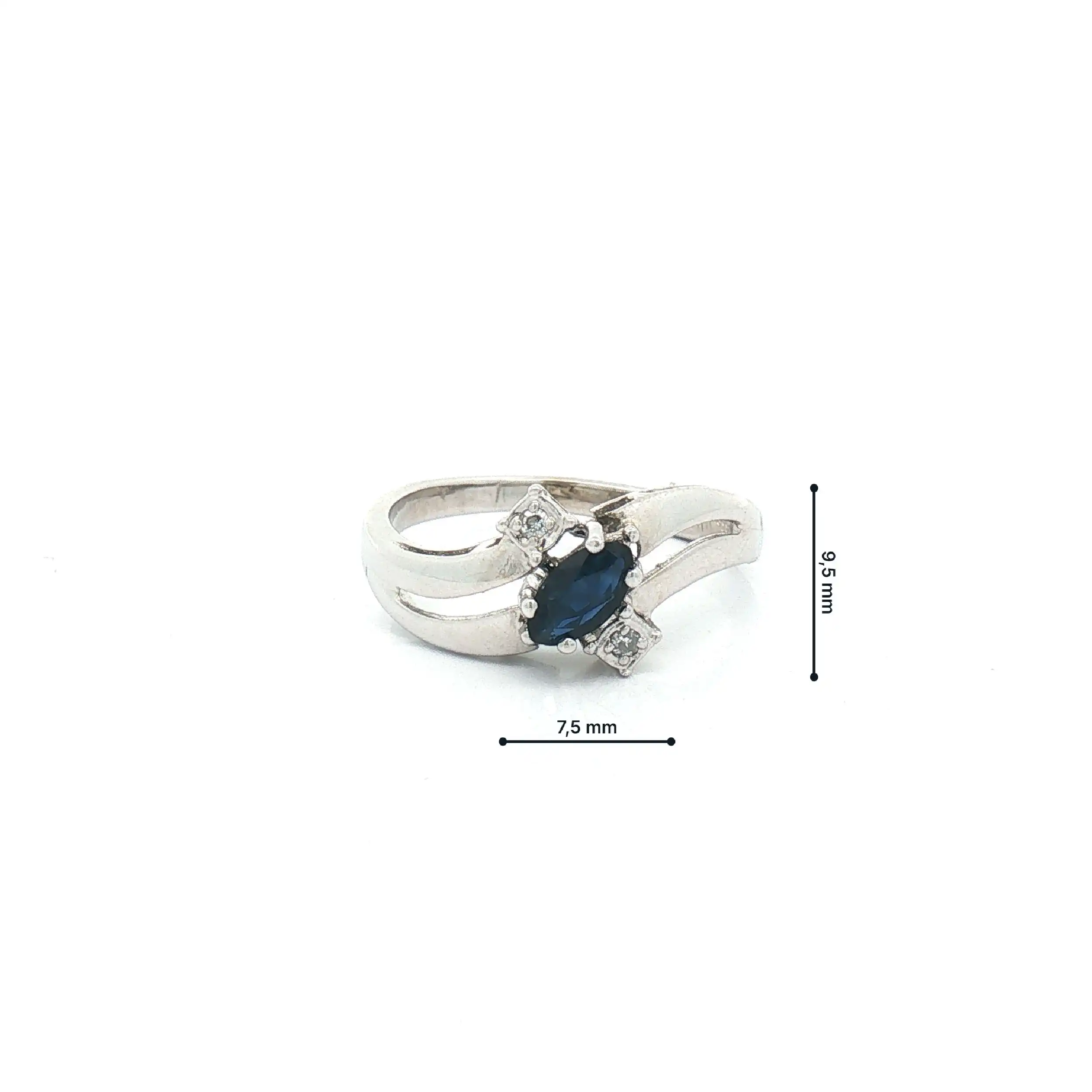 Ring Weißgold mit Saphir und Diamanten Ring Weißgold mit Saphir und Diamanten