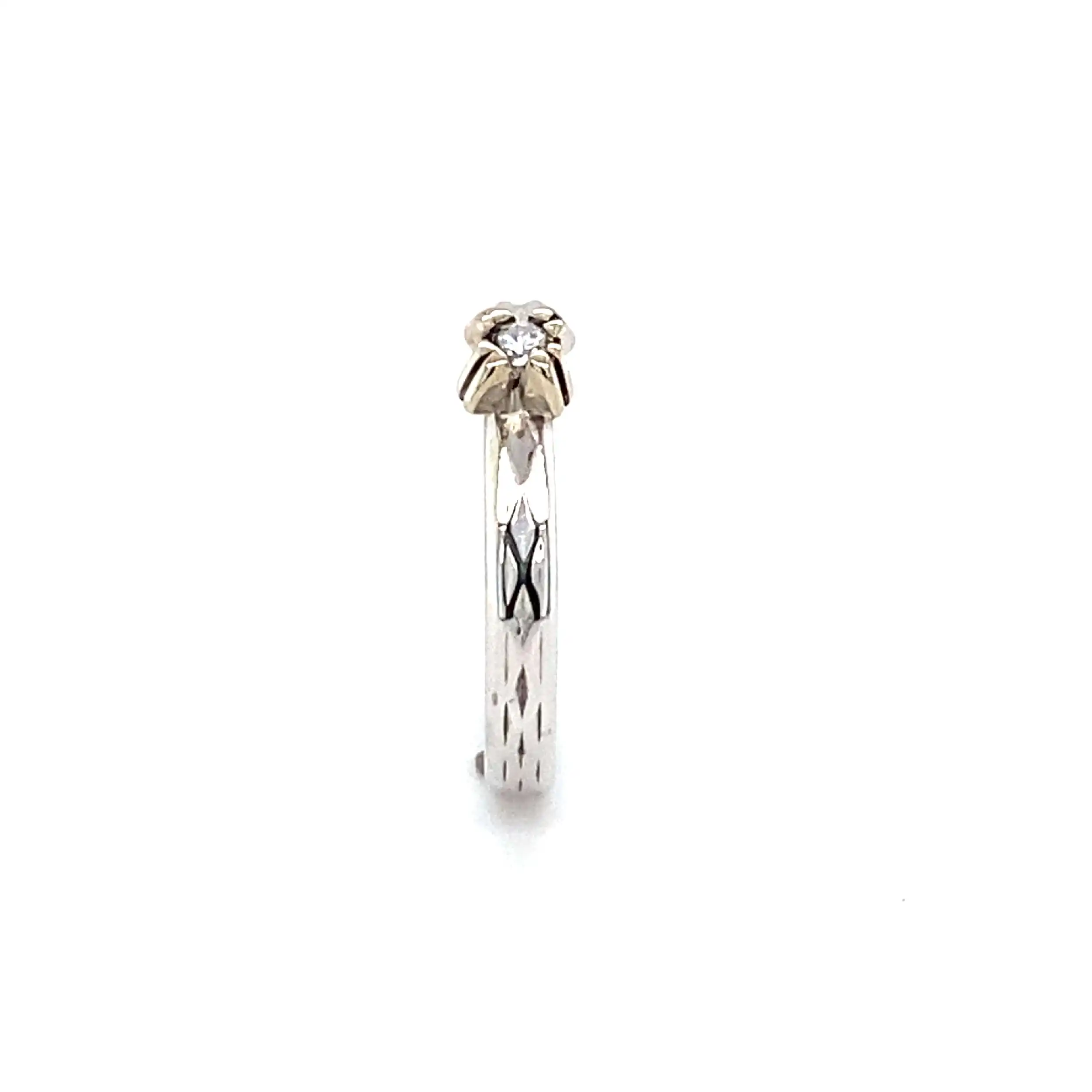 Ring Weißgold mit Brillant, graviert mit 0,06ct