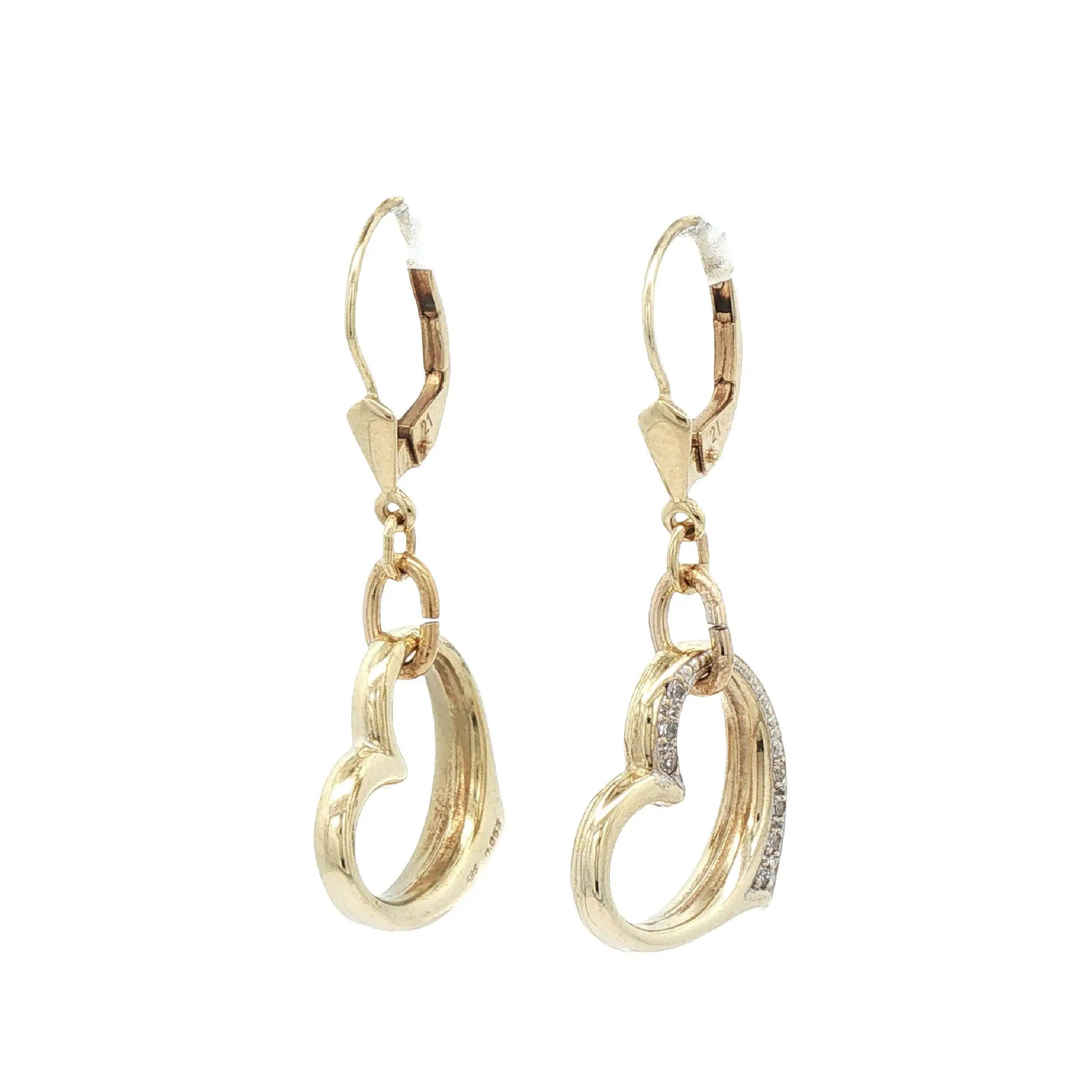 Ohrhänger Gelbgold Herzchen mit Diamanten