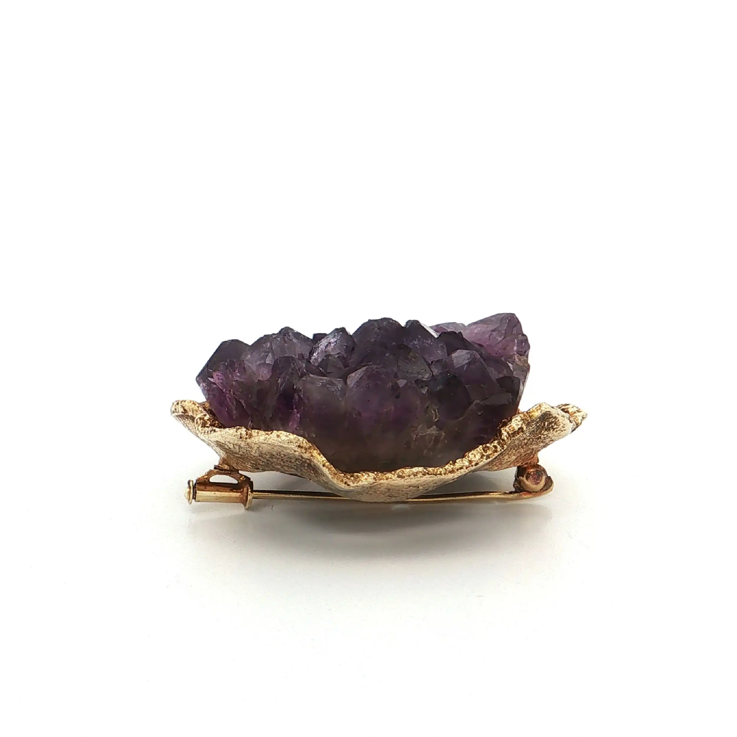 Brosche Gelbgold mit Amethyst Rohstein Brosche Gelbgold mit Amethyst Rohstein