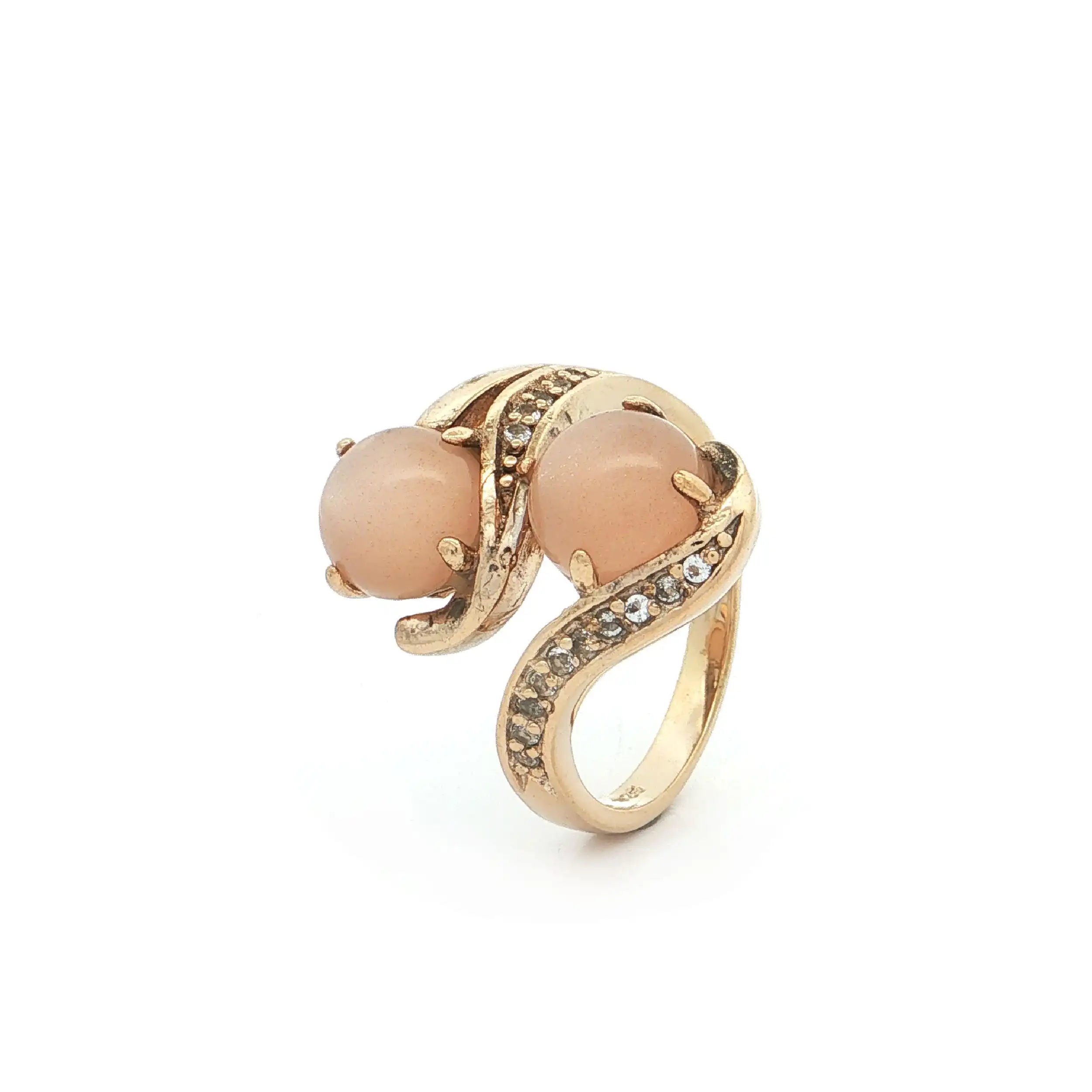 Silberring vergoldet mit Zirkonia und Farbsteincabochons