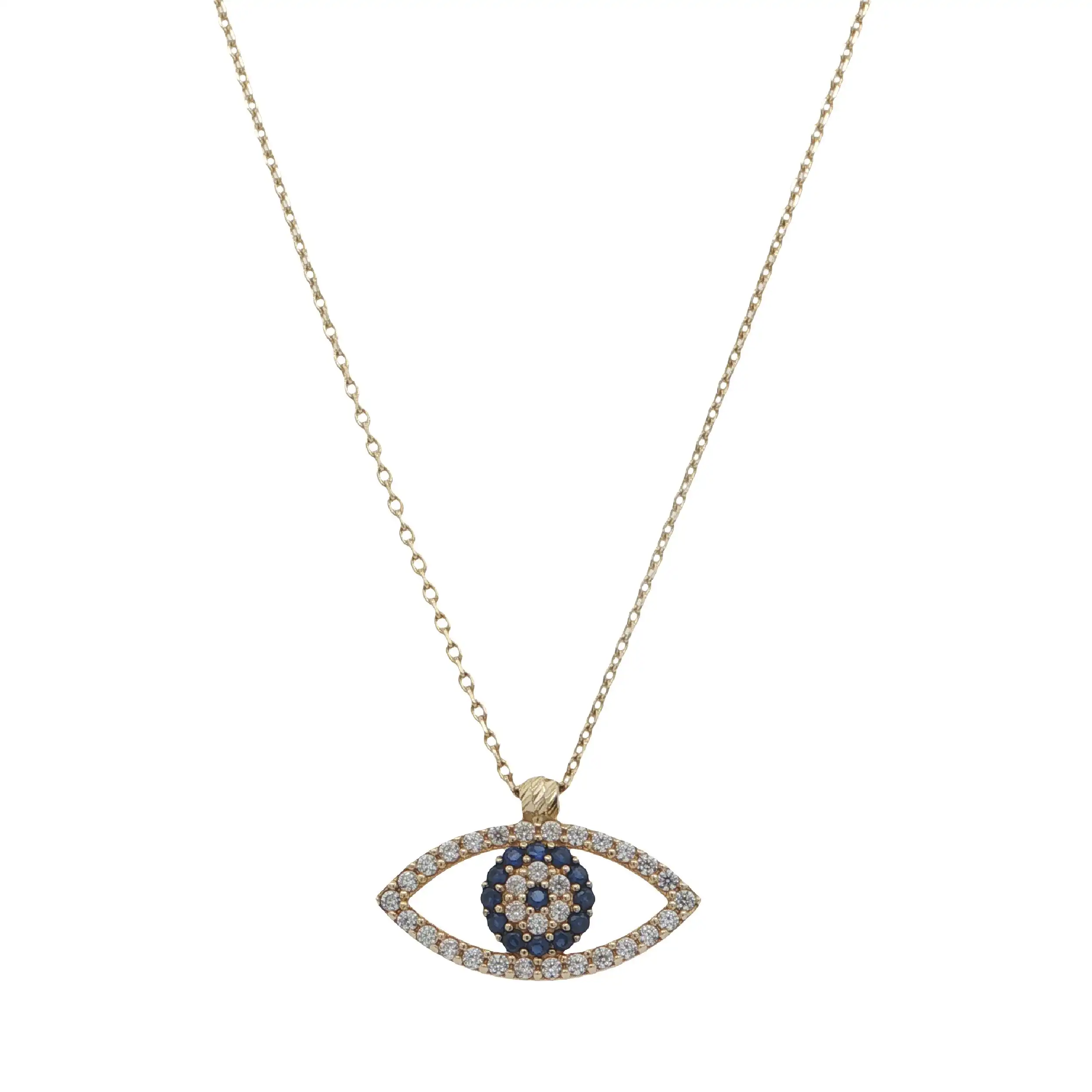 Ankerkette Gelbgold mit Anhänger Auge, Farbsteinen & Zirkonia Ankerkette Gelbgold mit Anhänger Auge, Farbsteinen & Zirkonia
