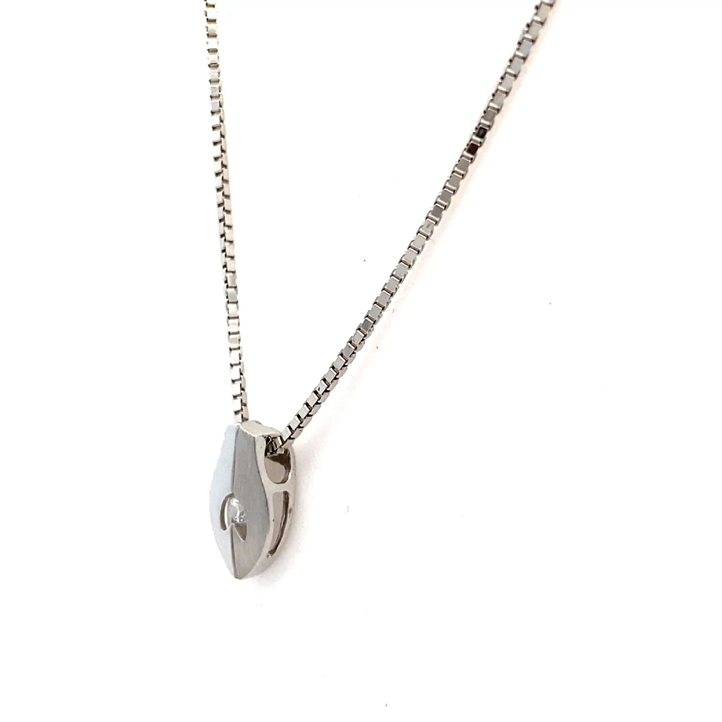 Venezianerkette Weißgold mit Anhänger Zirkonia/matt/glänzend