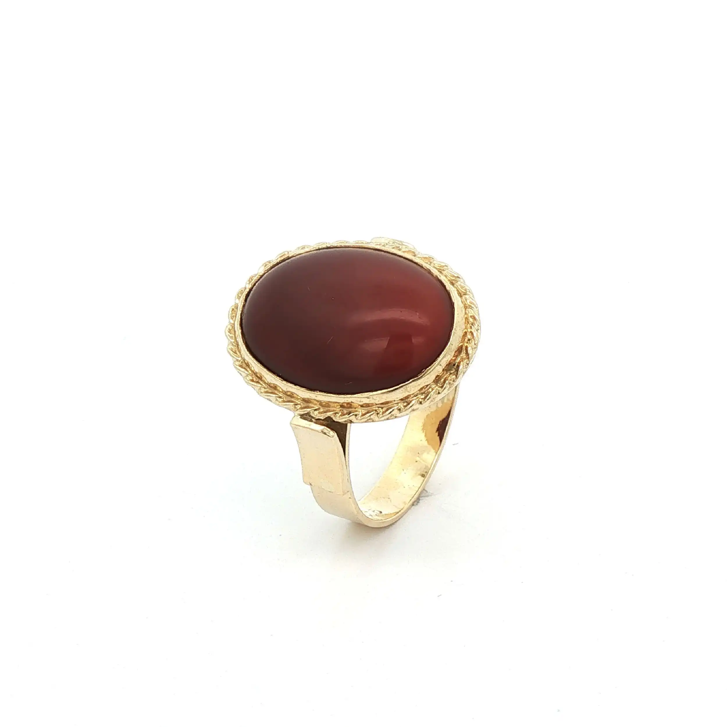 Ring Gelbgold mit braunem Stein