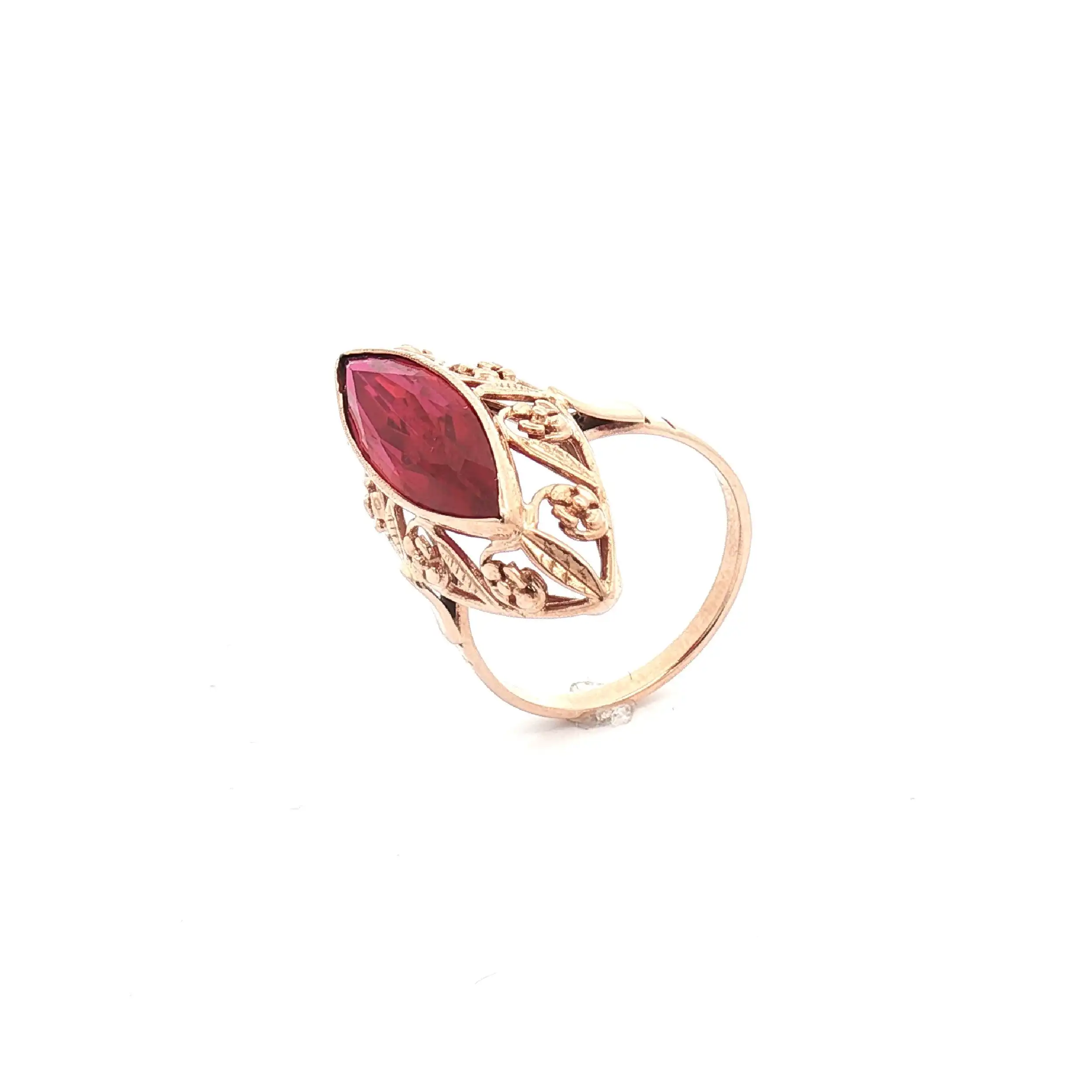 Ring Rotgold mit rotem Farbstein