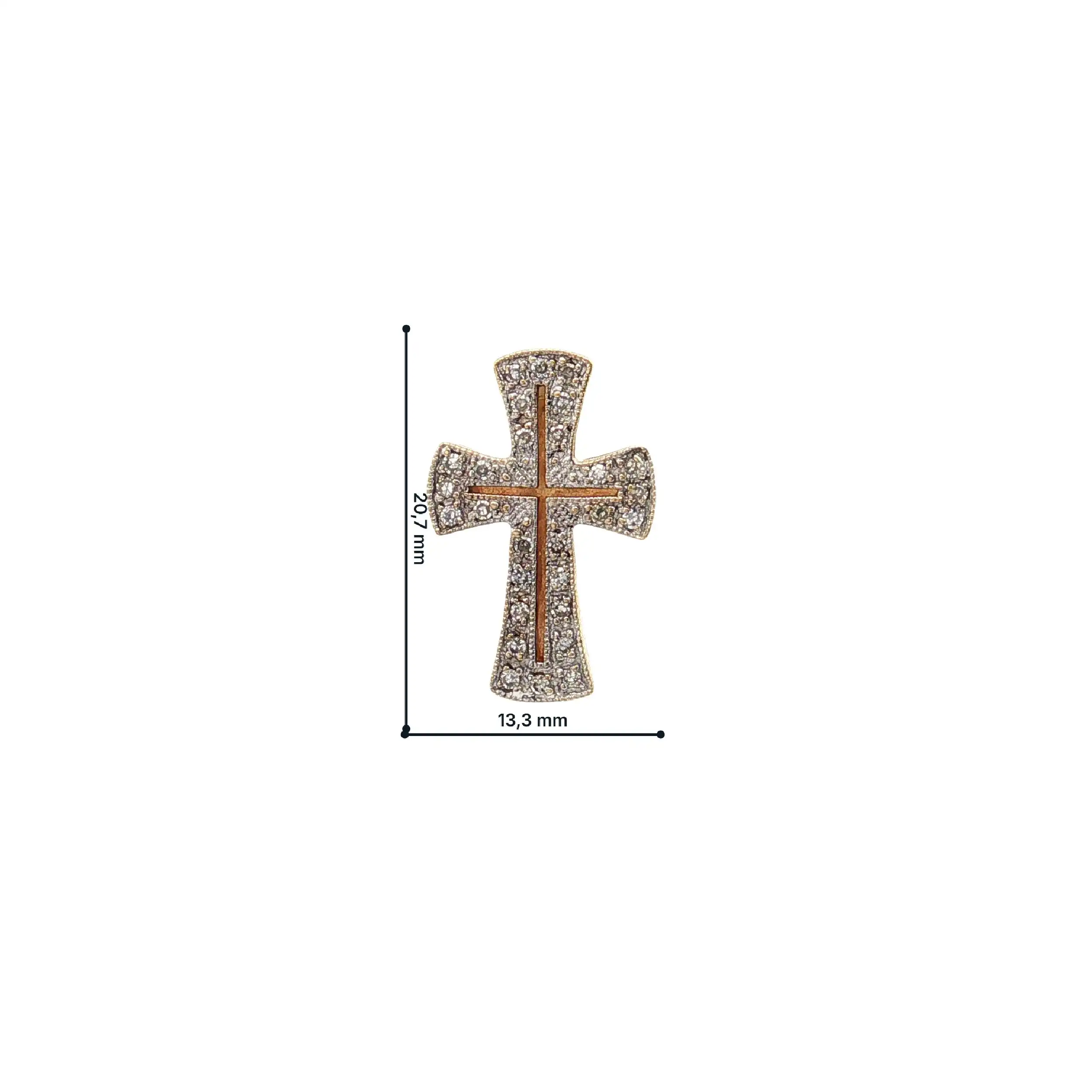 Anhänger Bicolor Kreuz mit Diamanten
