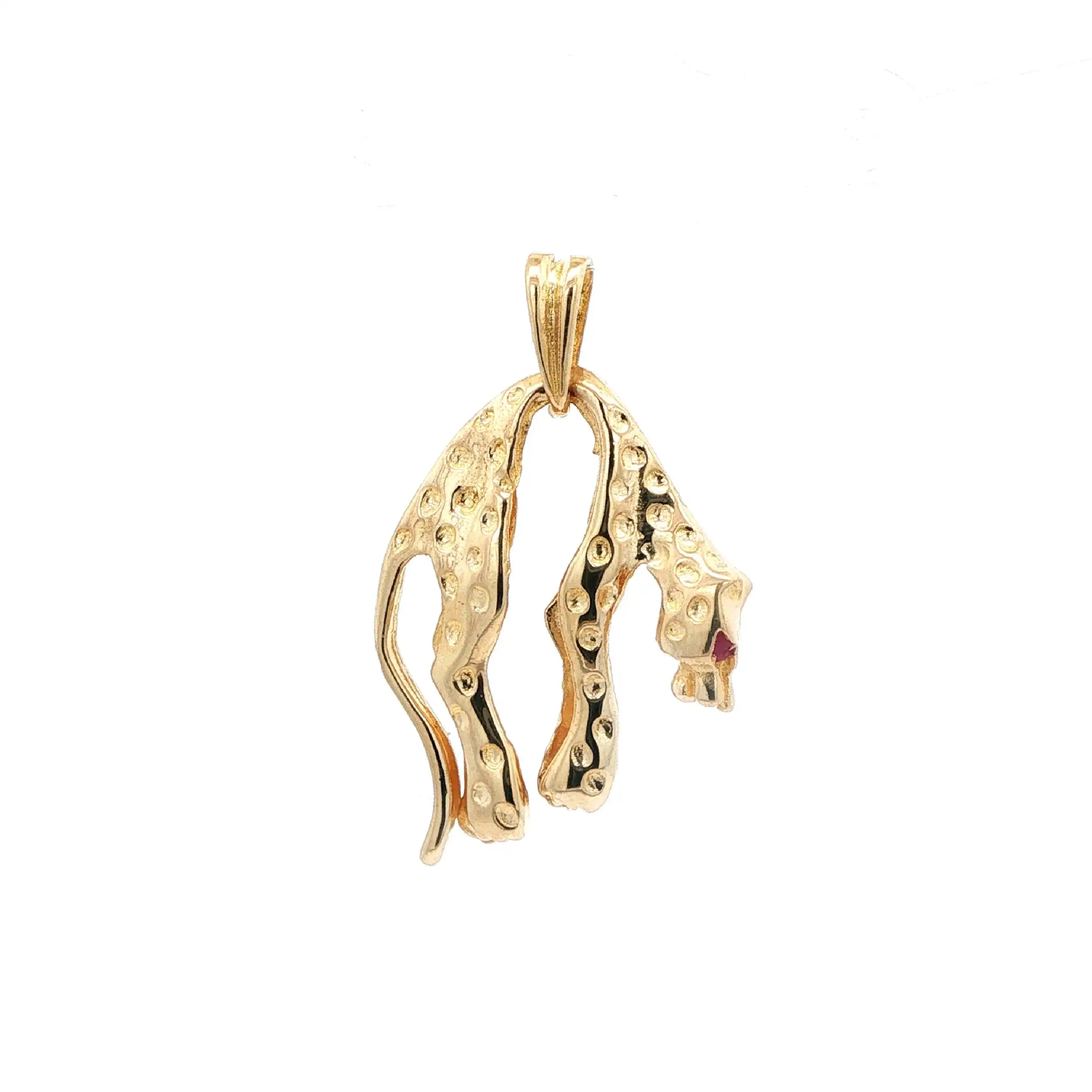 Anhänger Gelbgold Panther mit pinken Farbsteinen