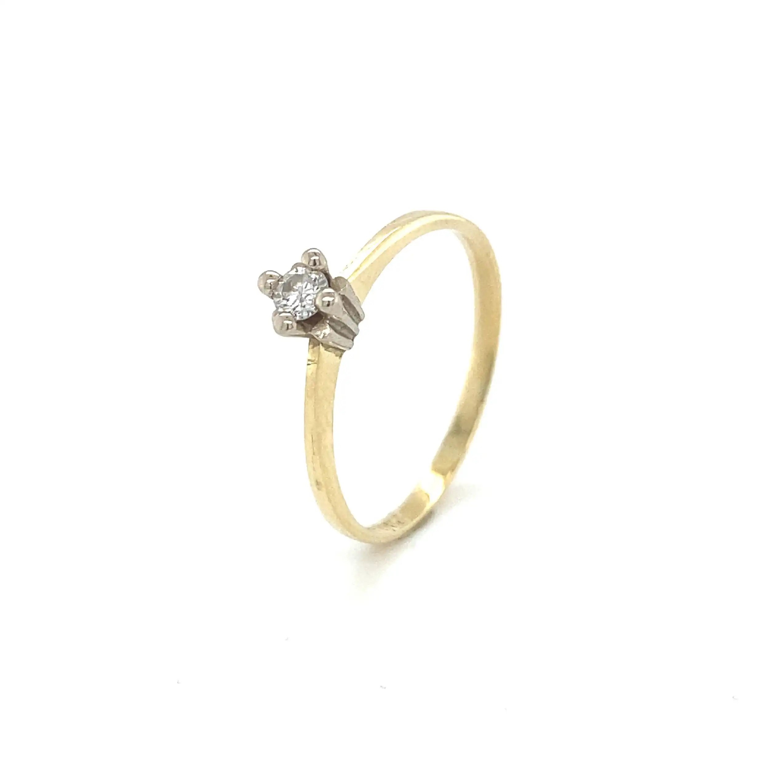 Ring Gelbgold mit Brillant, graviert mit 0,12ct