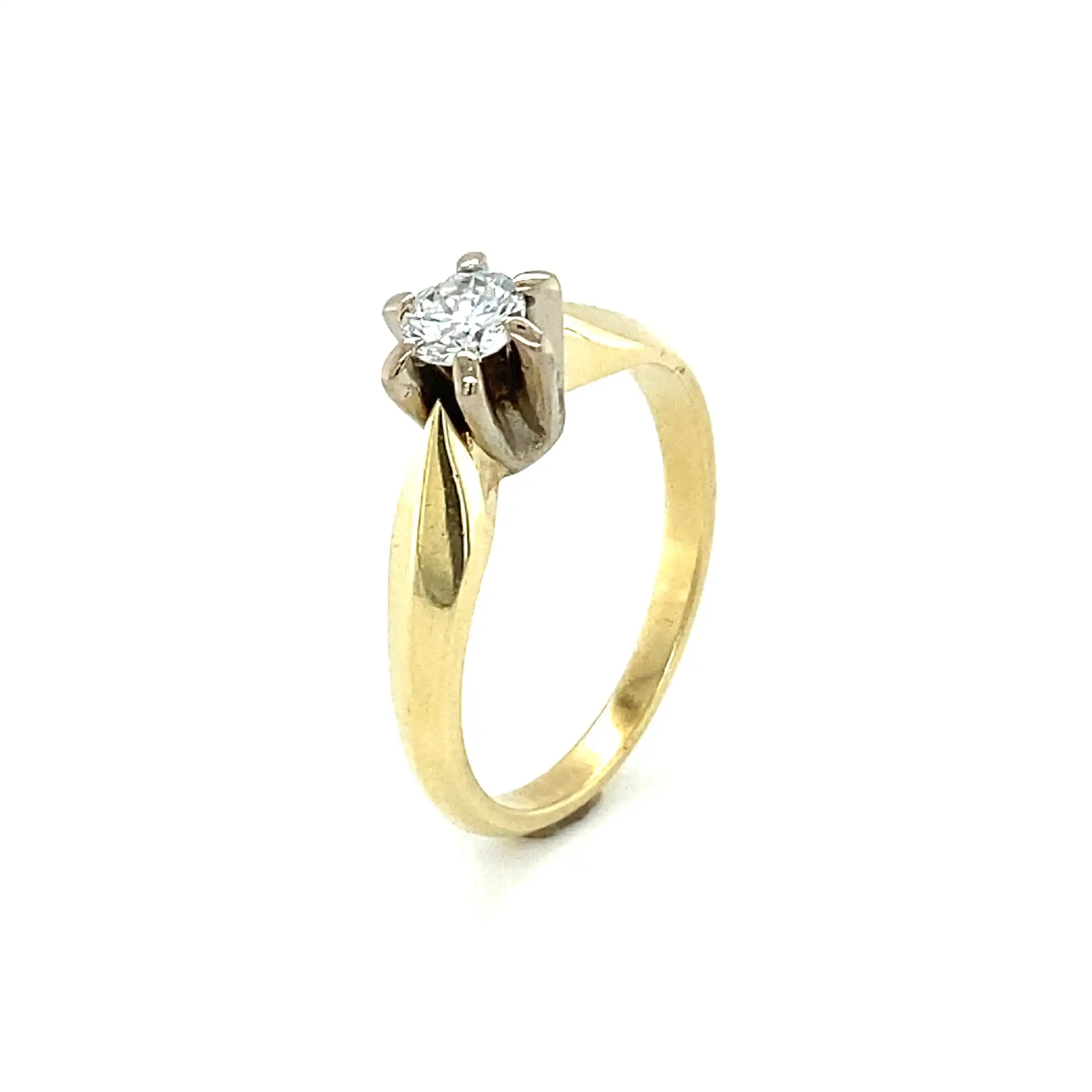 Ring Bicolor mit Brillant, graviert mit 0,32ct. Ring Bicolor mit Brillant, graviert mit 0,32ct.
