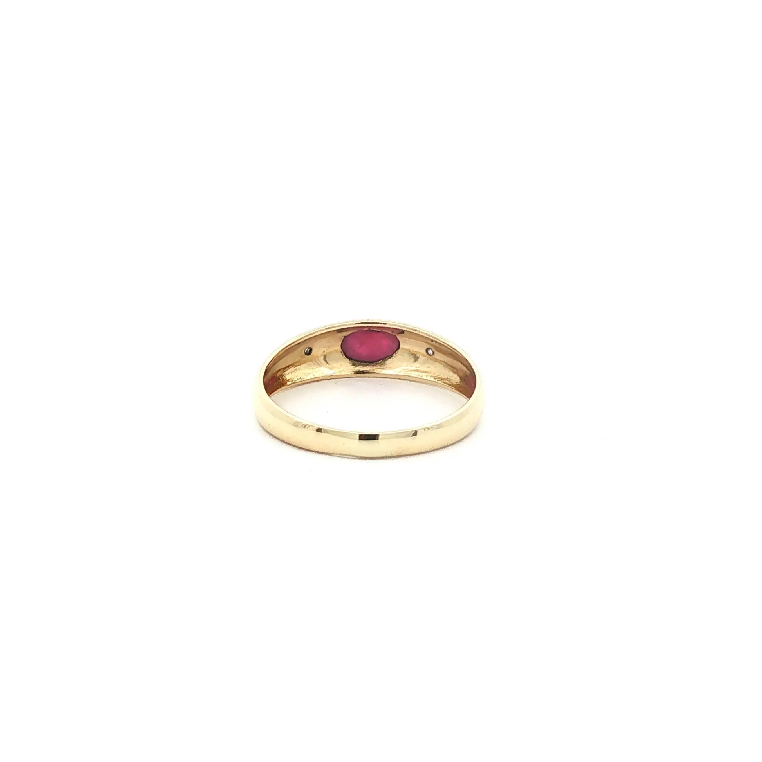 Ring Gelbgold mit Rubin Cabochon & Diamanten