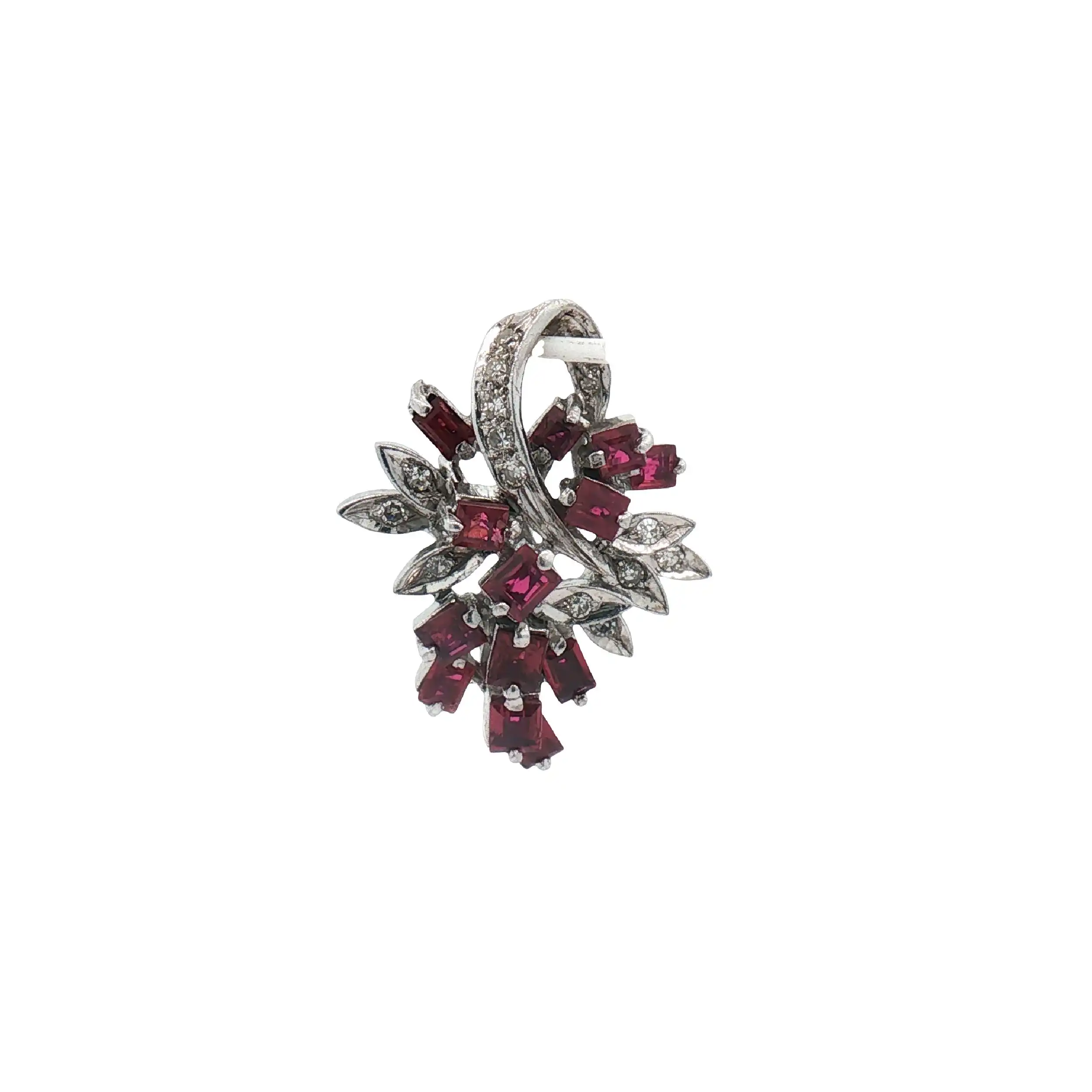 Anhänger Weißgold mit Rubin und Diamanten Anhänger Weißgold mit Rubin und Diamanten