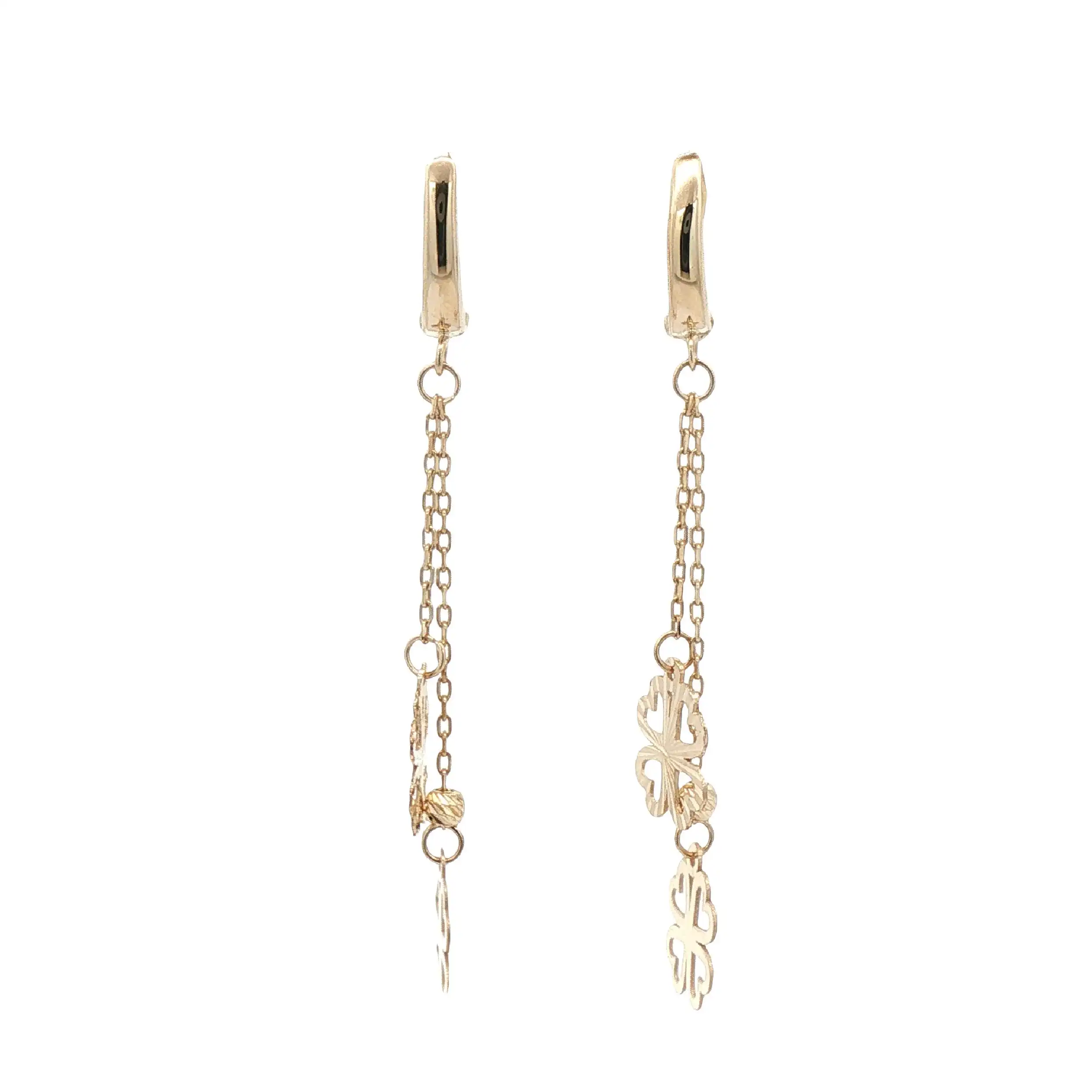 Ohrhänger Gelbgold mit Kettchen und Blumen