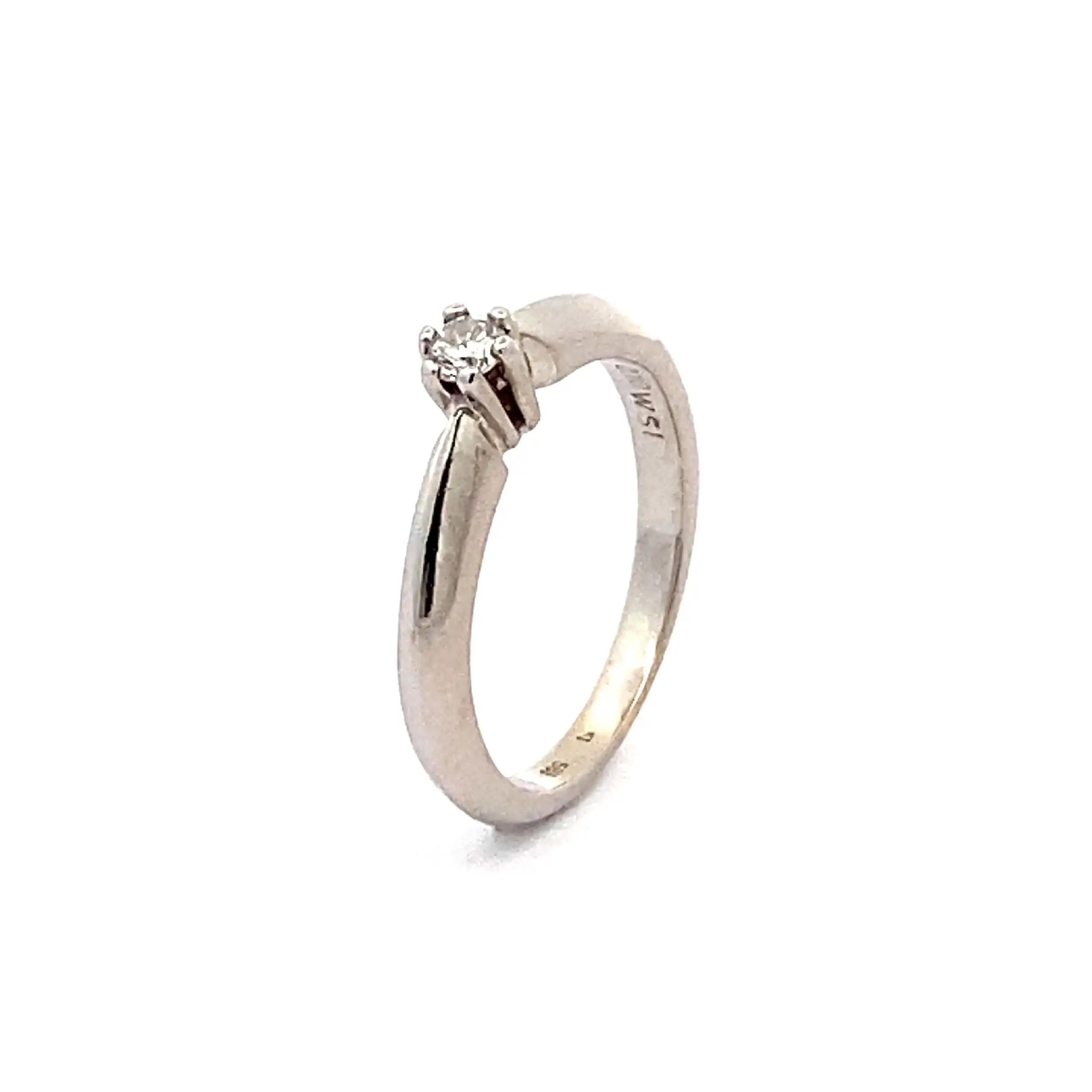 Ring Weißgold mit Brillant, graviert mit 0,10ct. W/SI