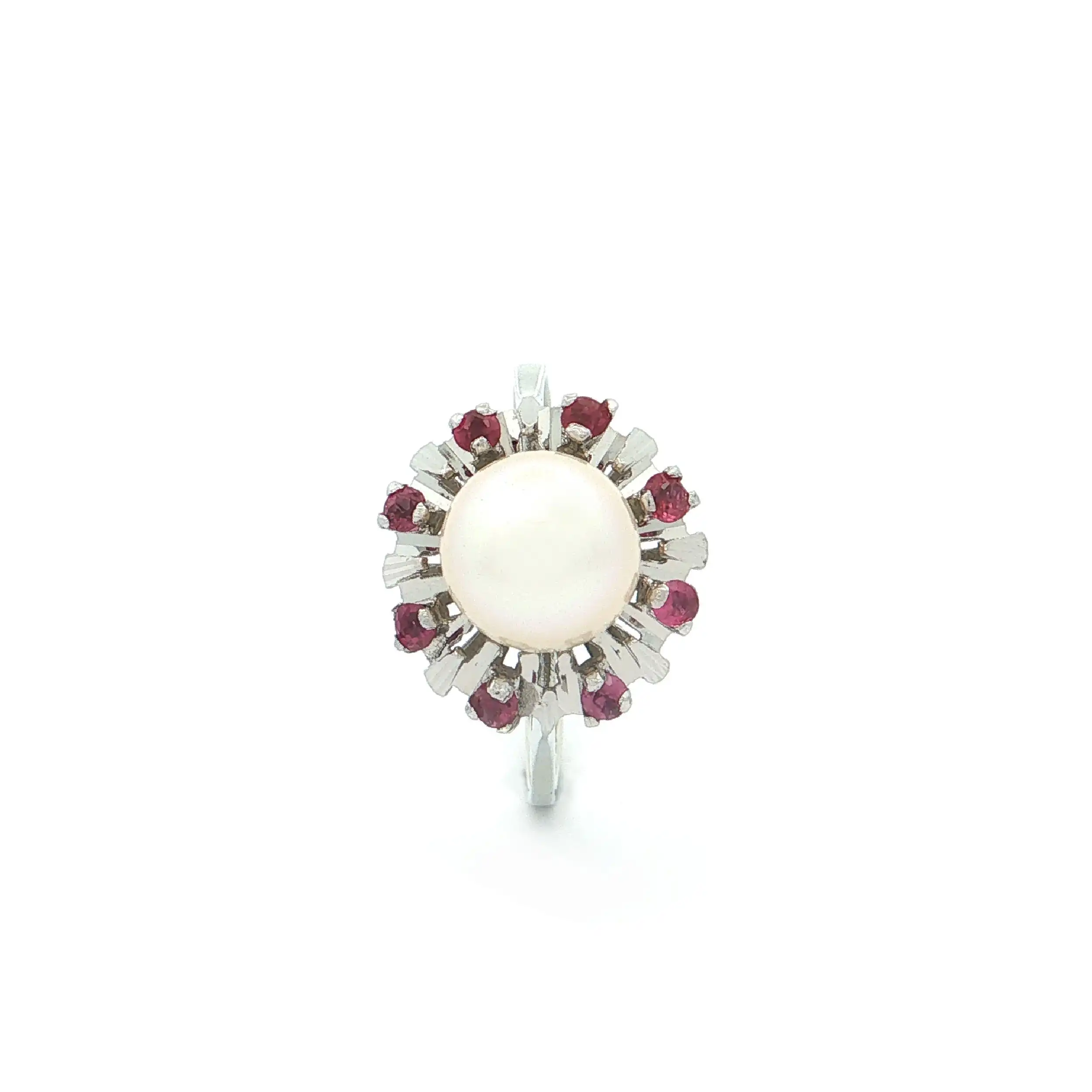 Ring Weißgold mit Perle und Rubinen