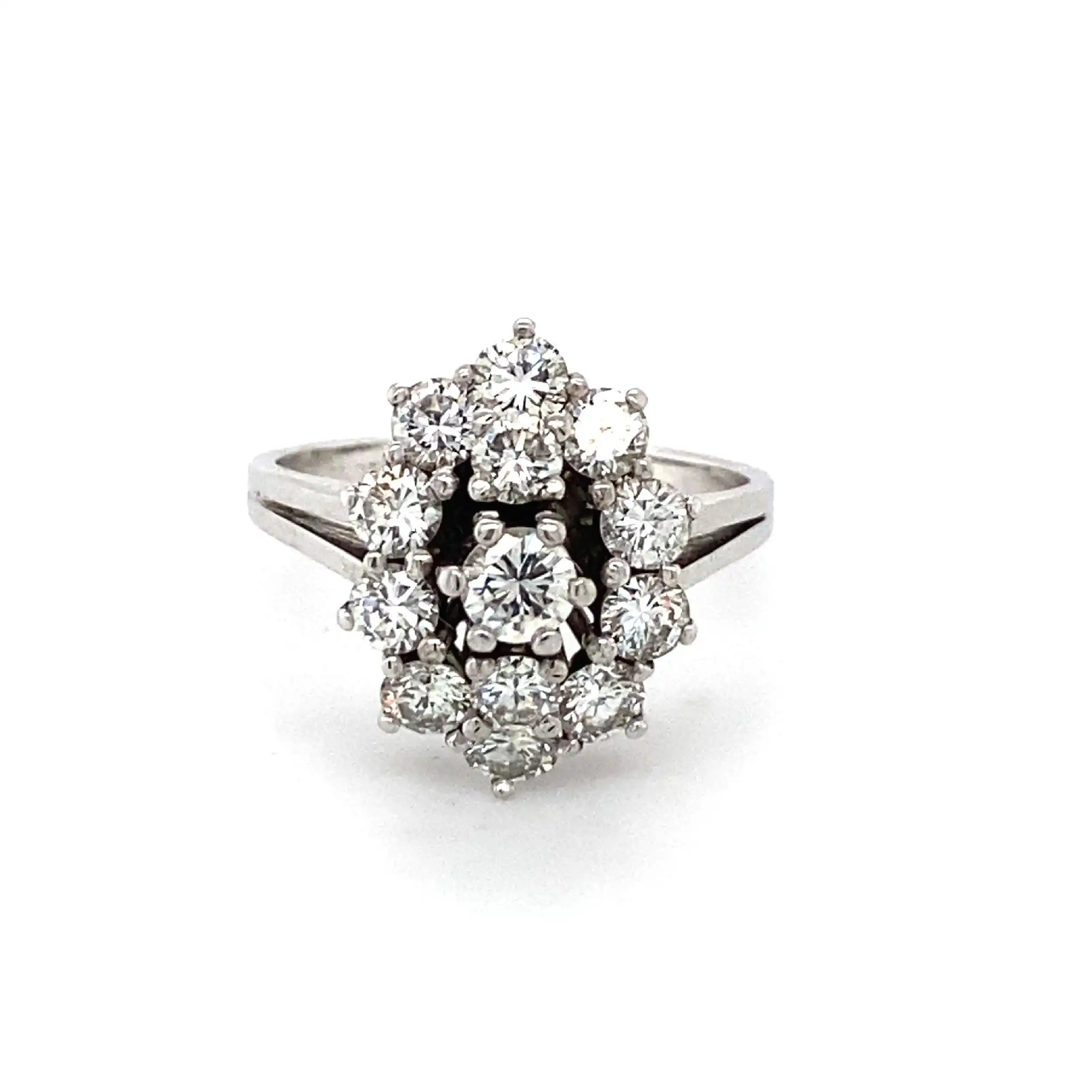 Ring Weißgold mit Brillanten, graviert mit 1,53 ct.