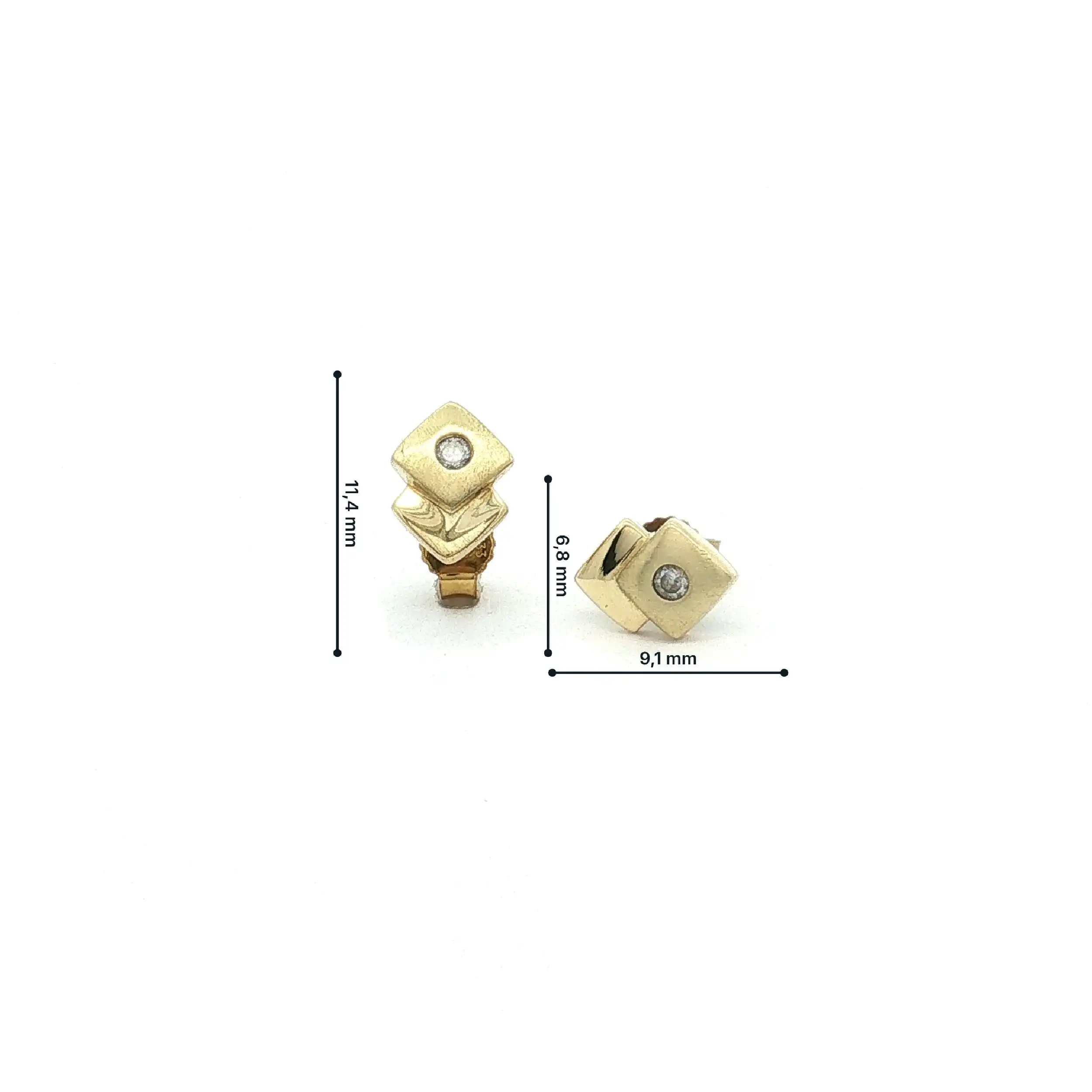Paar Ohrstecker Gelbgold mit Zirkonia