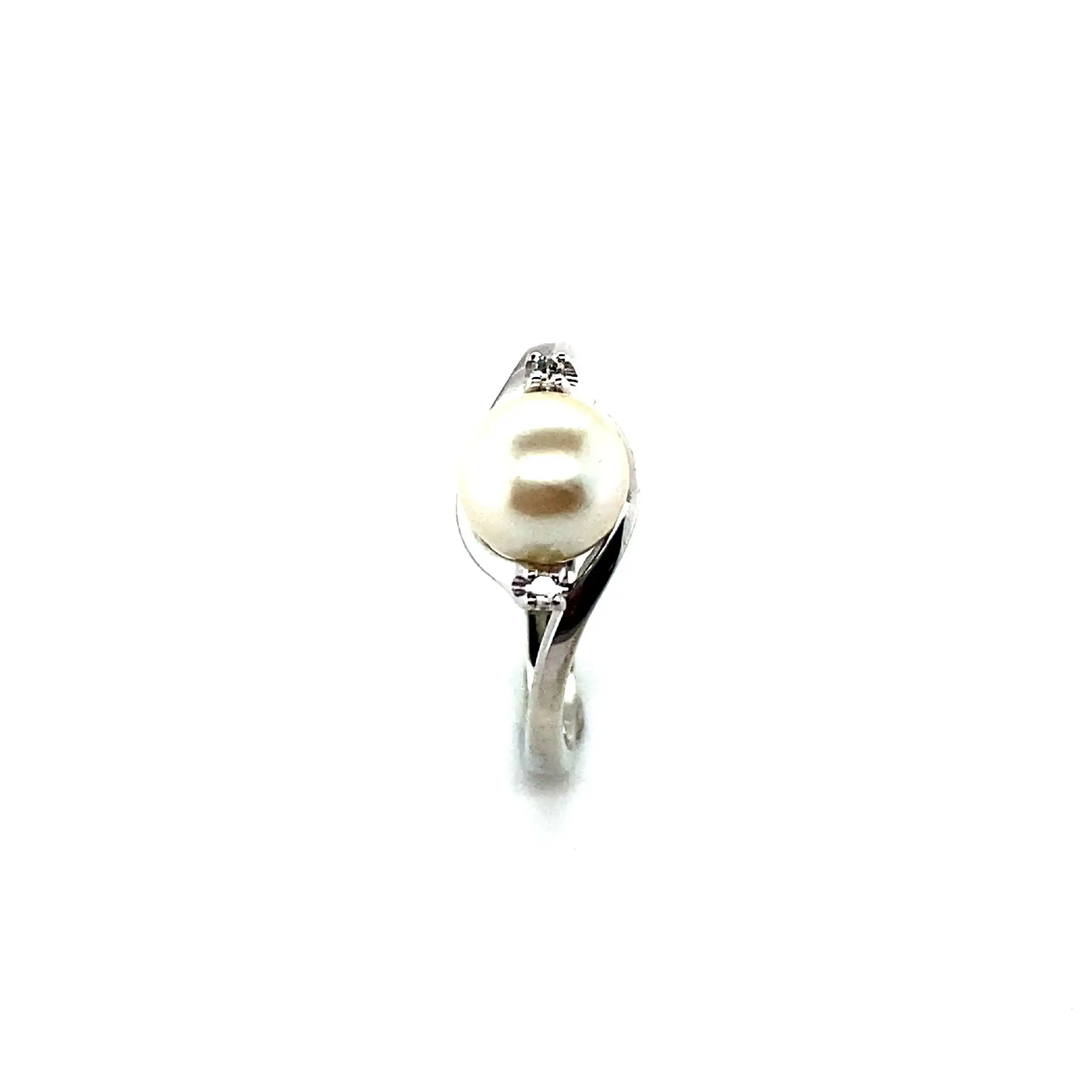 Ring Weißgold mit Perle und Diamanten