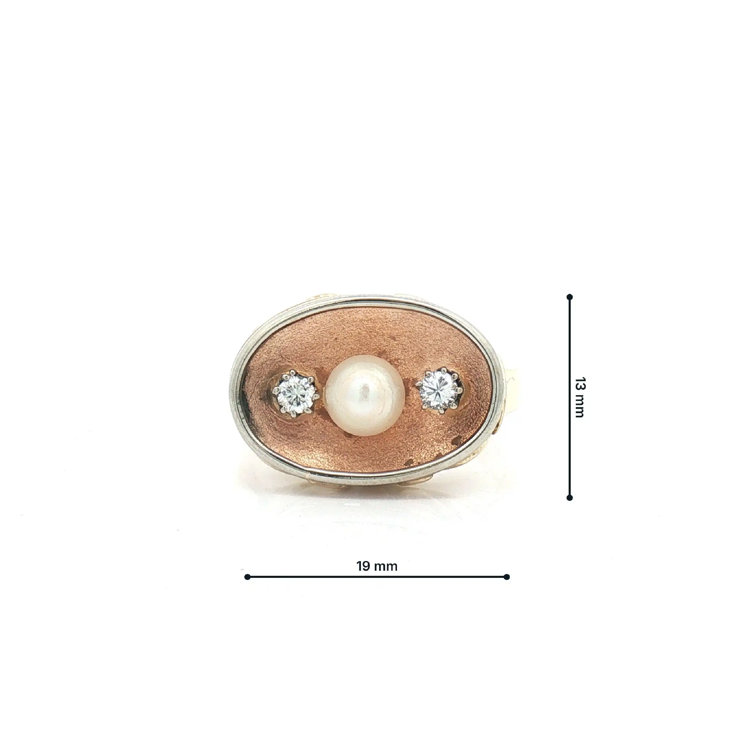 Ring Bicolor mit Brillanten und Perle