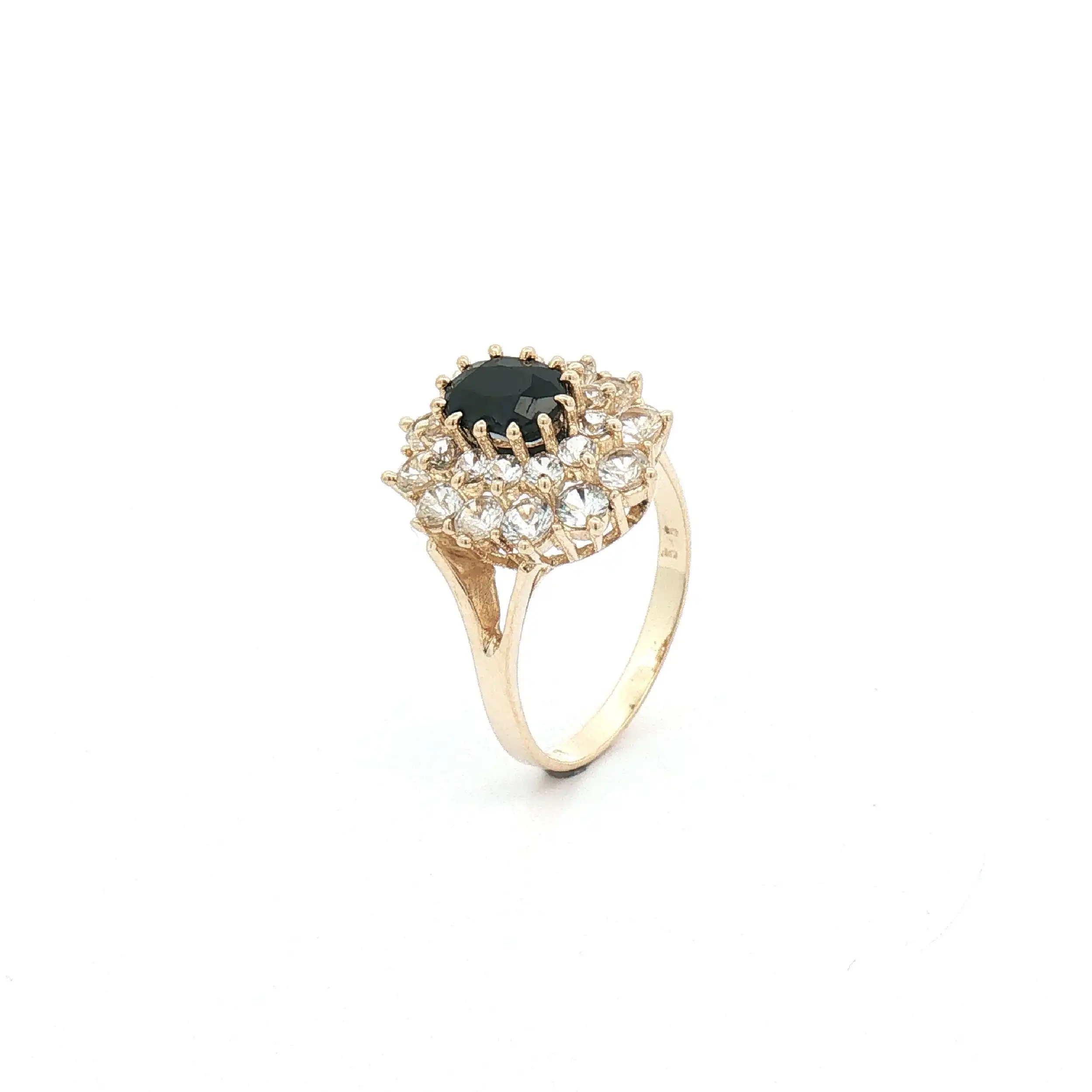Ring Gelbgold mit blauem Farbstein und Zirkonia Ring Gelbgold mit blauem Farbstein und Zirkonia