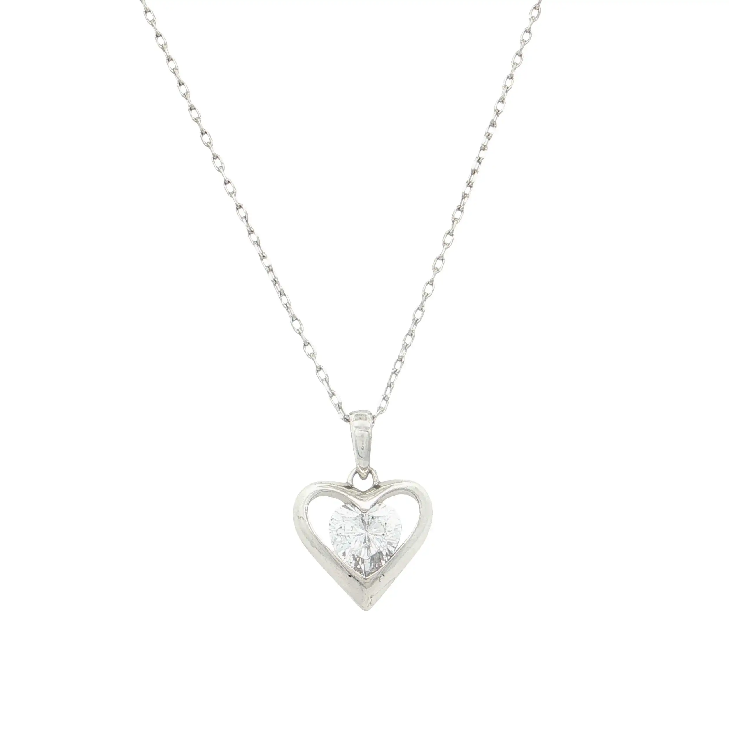 Kette Silber mit Herzanhänger mit Zirkonia