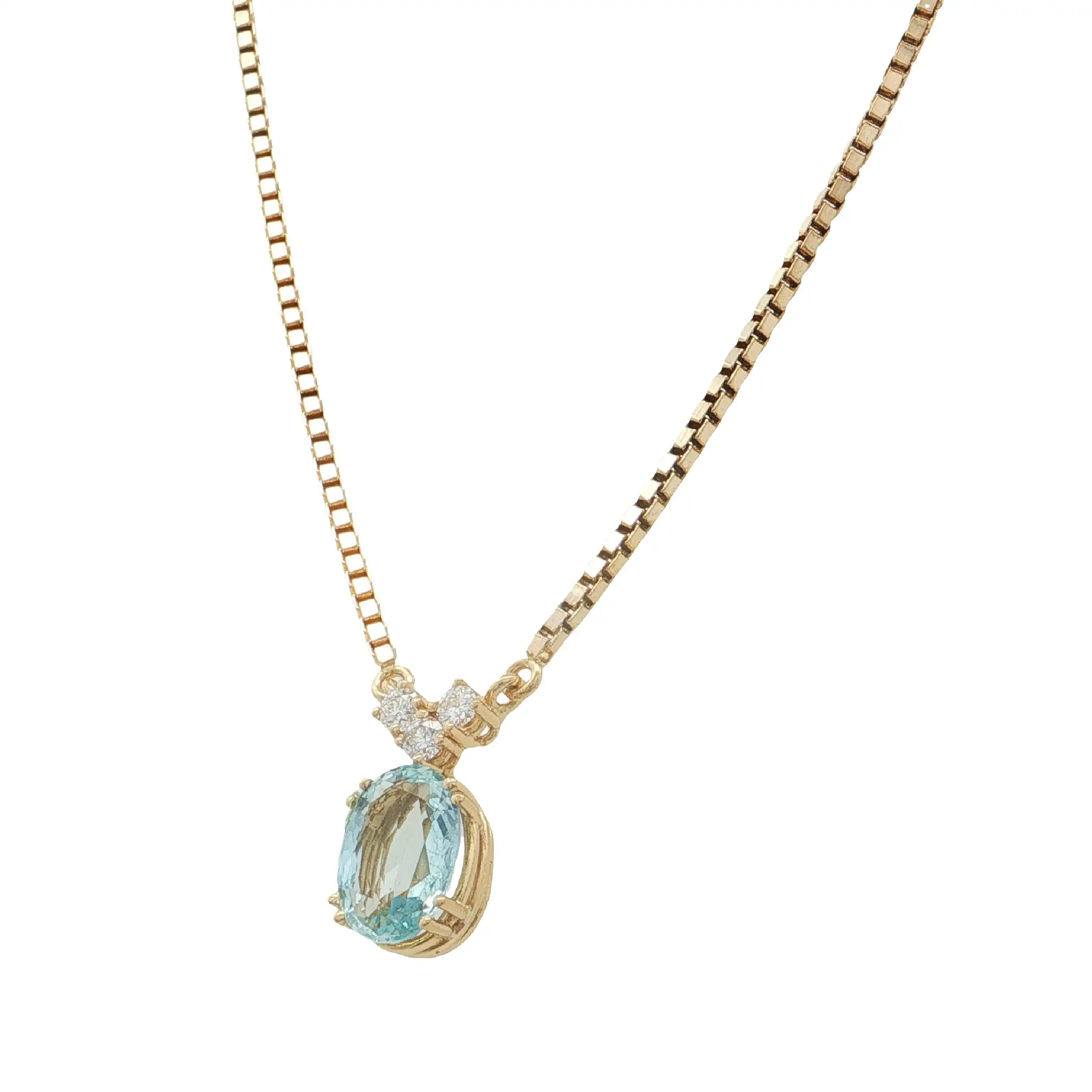 Collier Gelbgold mit Aquamarin und Brillanten Collier Gelbgold mit Aquamarin und Brillanten