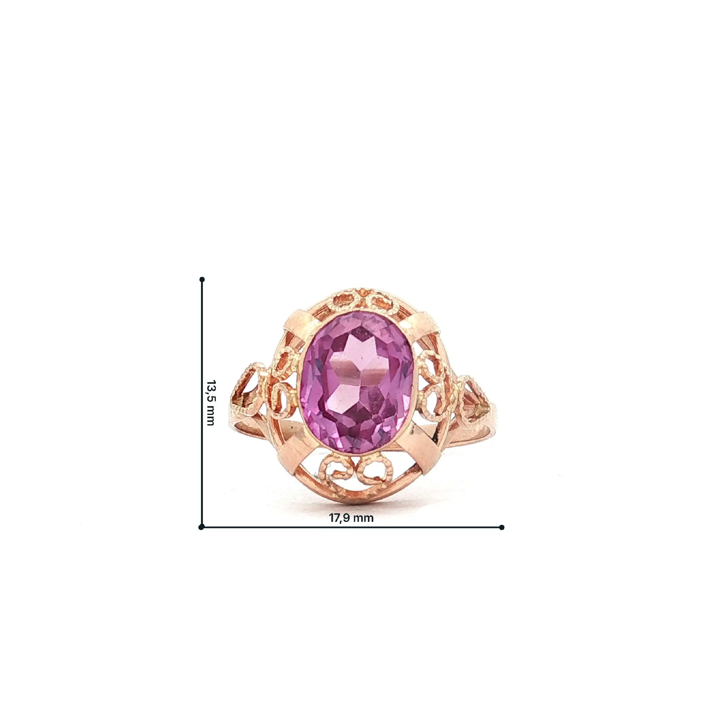 Ring Roségold mit lila Spinell