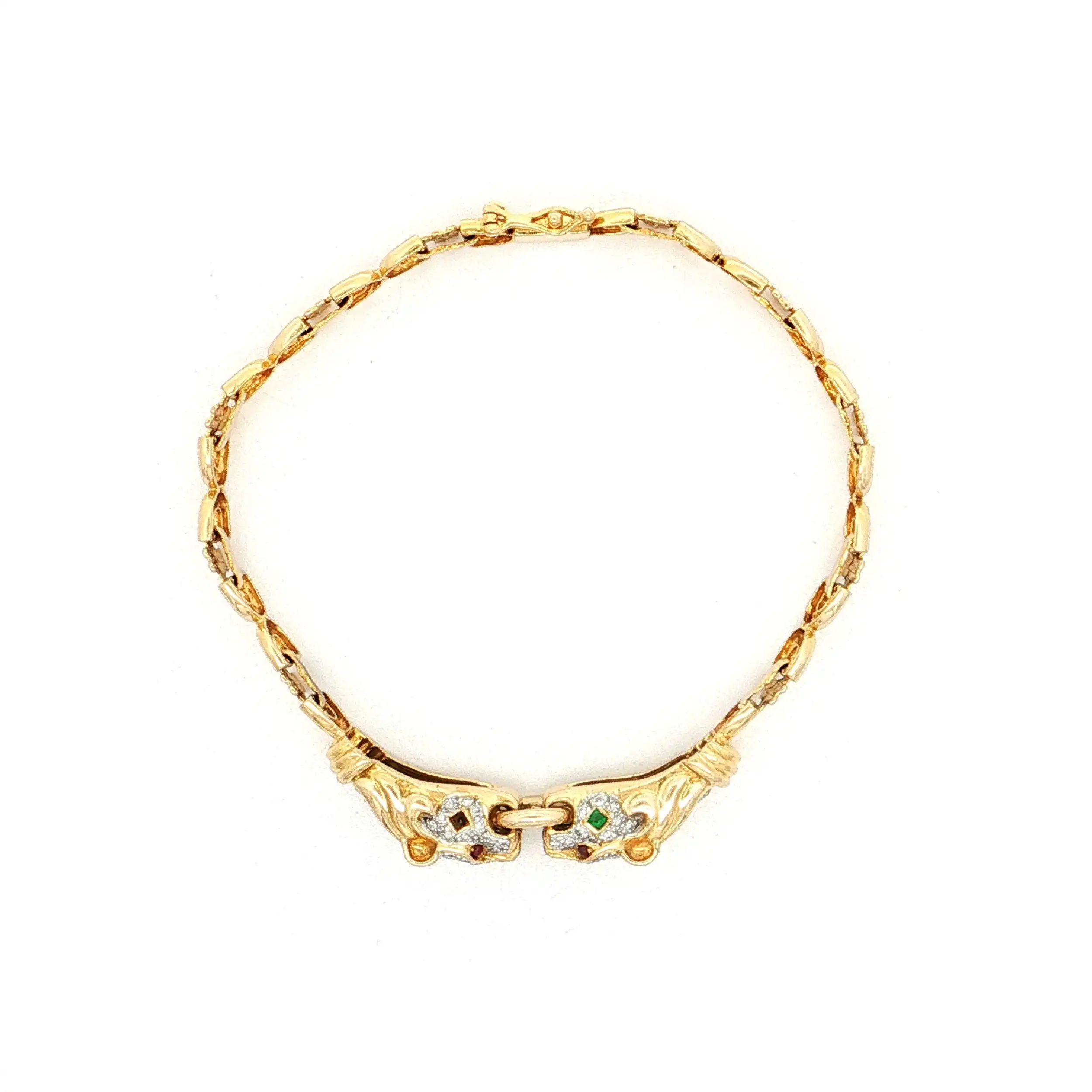 Armband Bicolor mit Brillanten, Smaragden und Rubinen