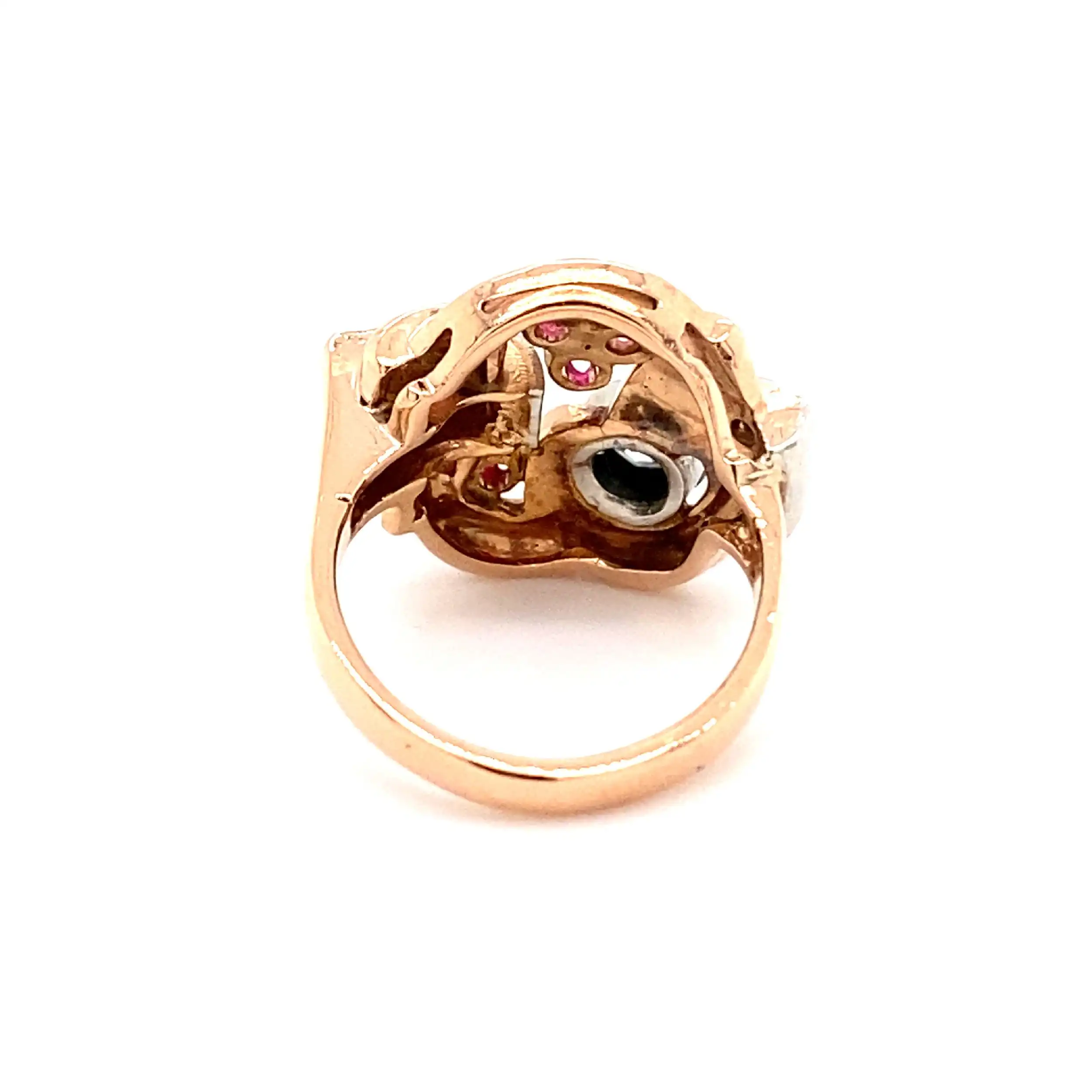 Ring Roségold mit Rubinen, Altschliffbrillant & Diamanten