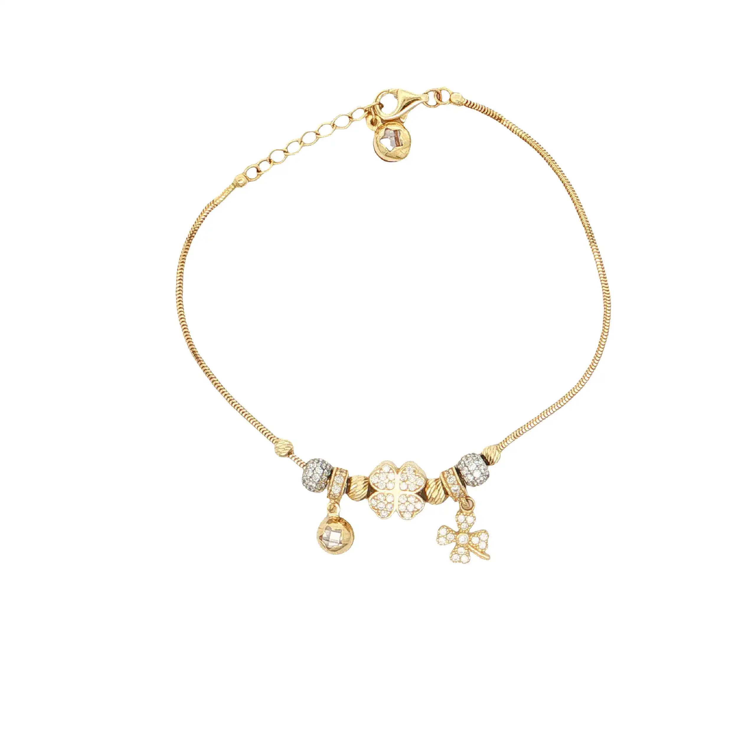 Armband Gelbgold mit Charms "Kleeblatt" und Zirkonia Armband Gelbgold mit Charms "Kleeblatt" und Zirkonia