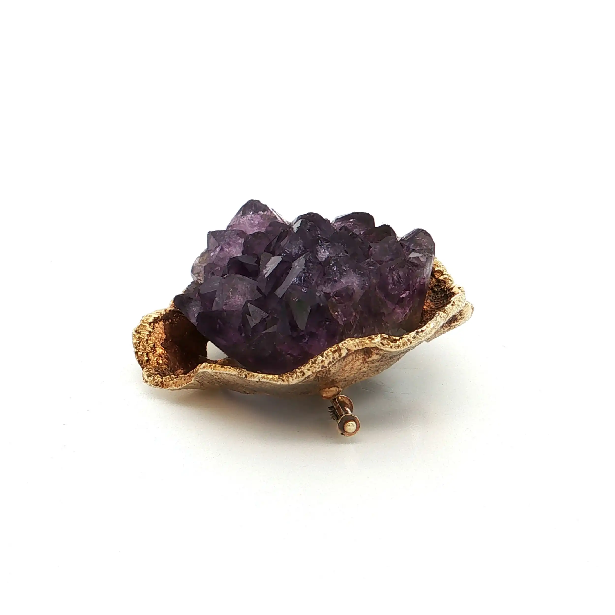 Brosche Gelbgold mit Amethyst Rohstein Brosche Gelbgold mit Amethyst Rohstein