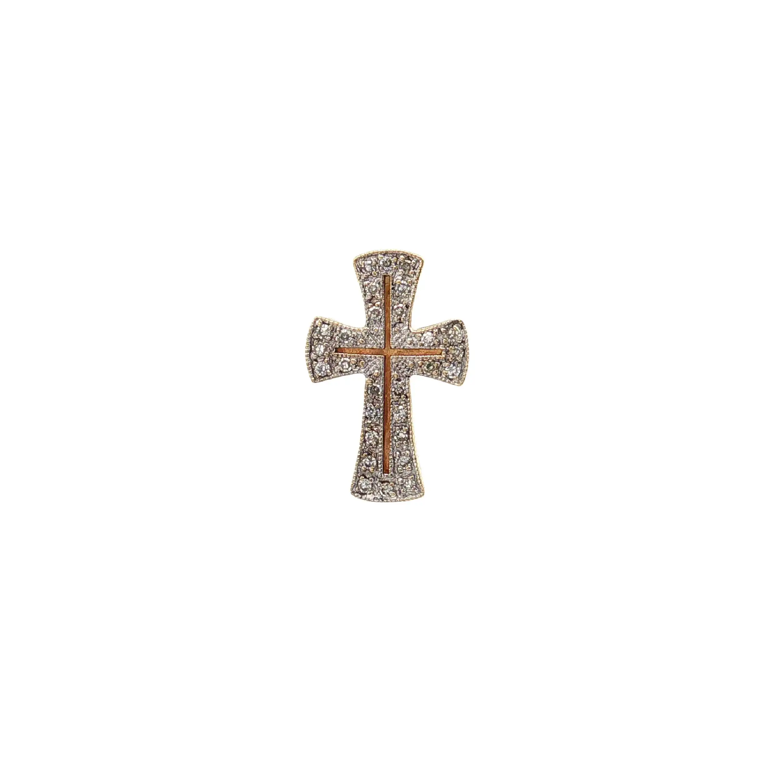 Anhänger Bicolor Kreuz mit Diamanten Anhänger Bicolor Kreuz mit Diamanten
