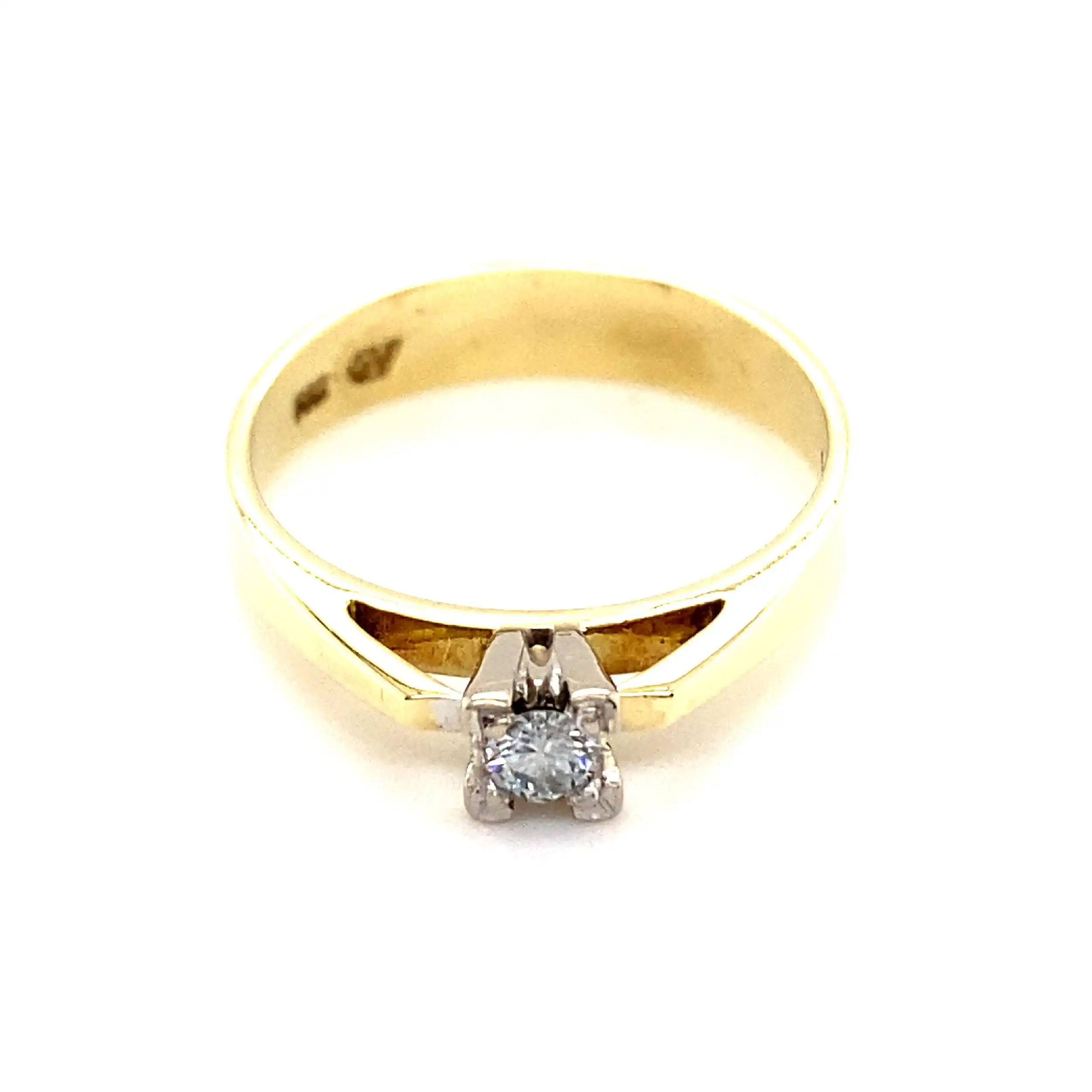 Ring Bicolor mit Brillant, graviert mit 0,11ct.