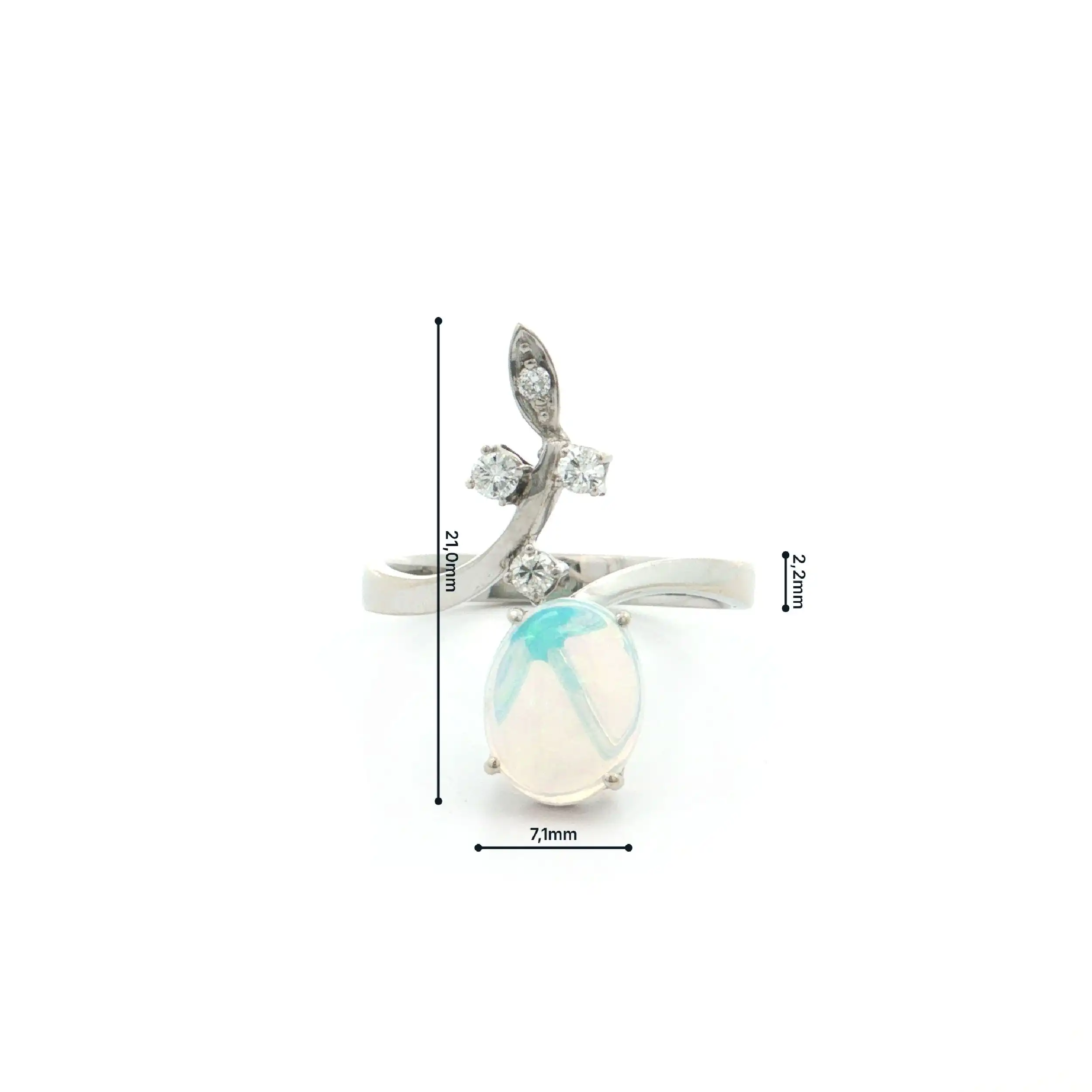 Ring Weißgold mit Opal und weißen Saphiren
