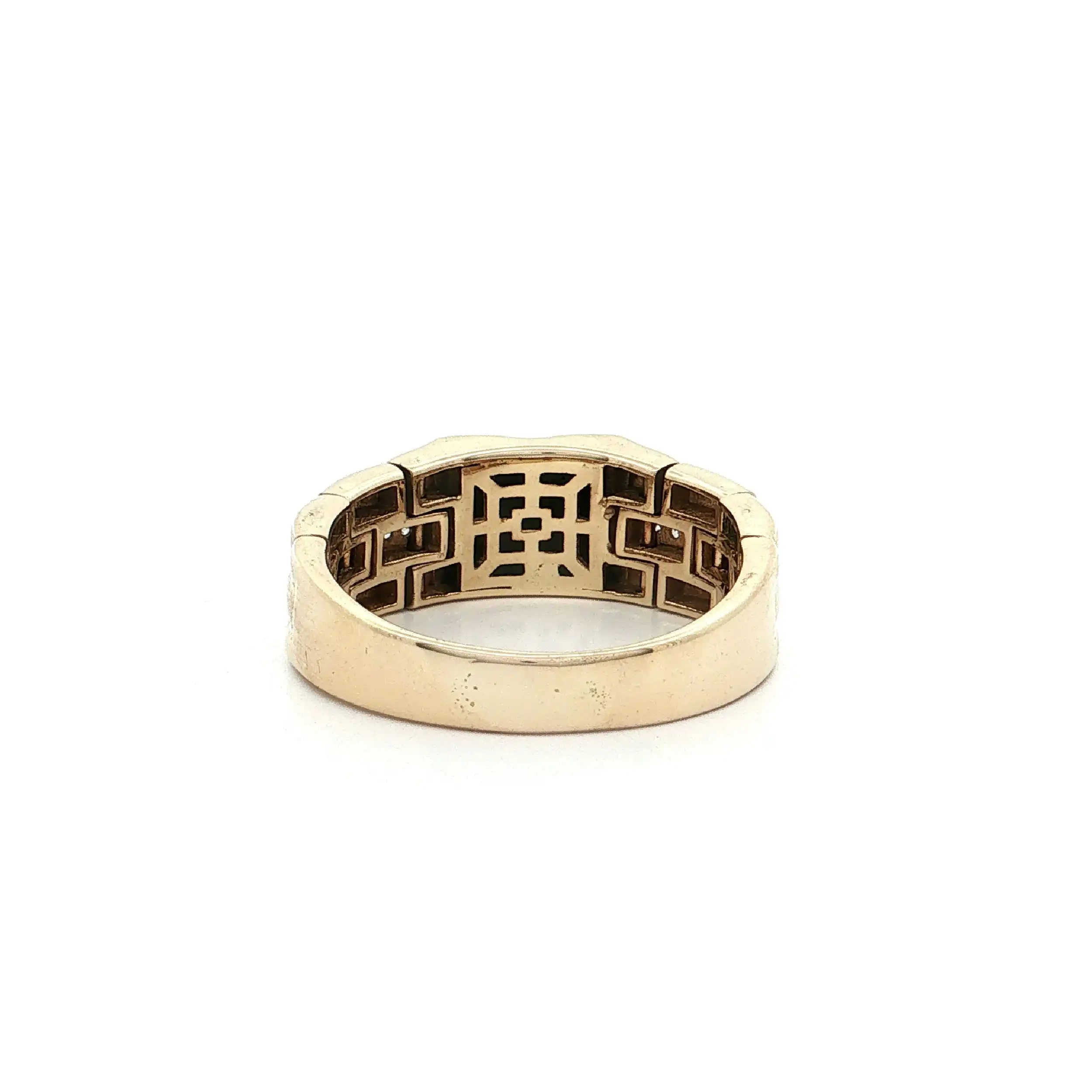 Ring Gelbgold beweglich mit schwarzer Platte und Zirkonia