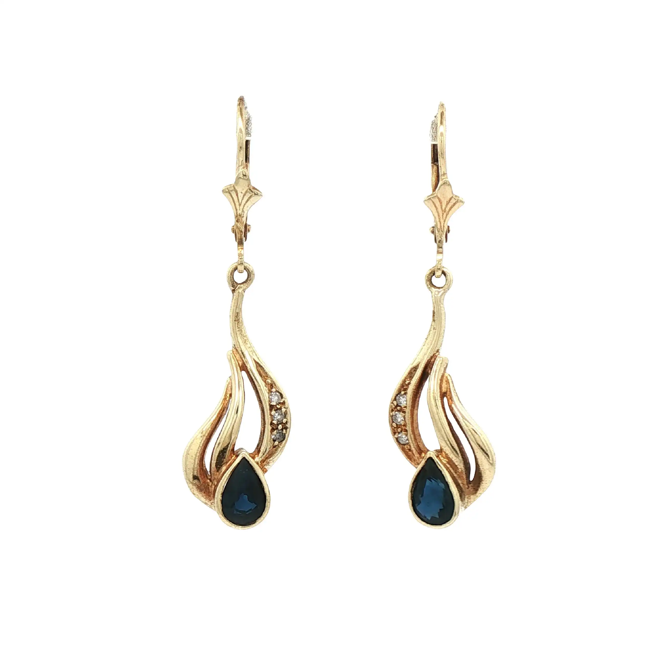 Ohrhänger Gelbgold mit Saphir und Diamanten