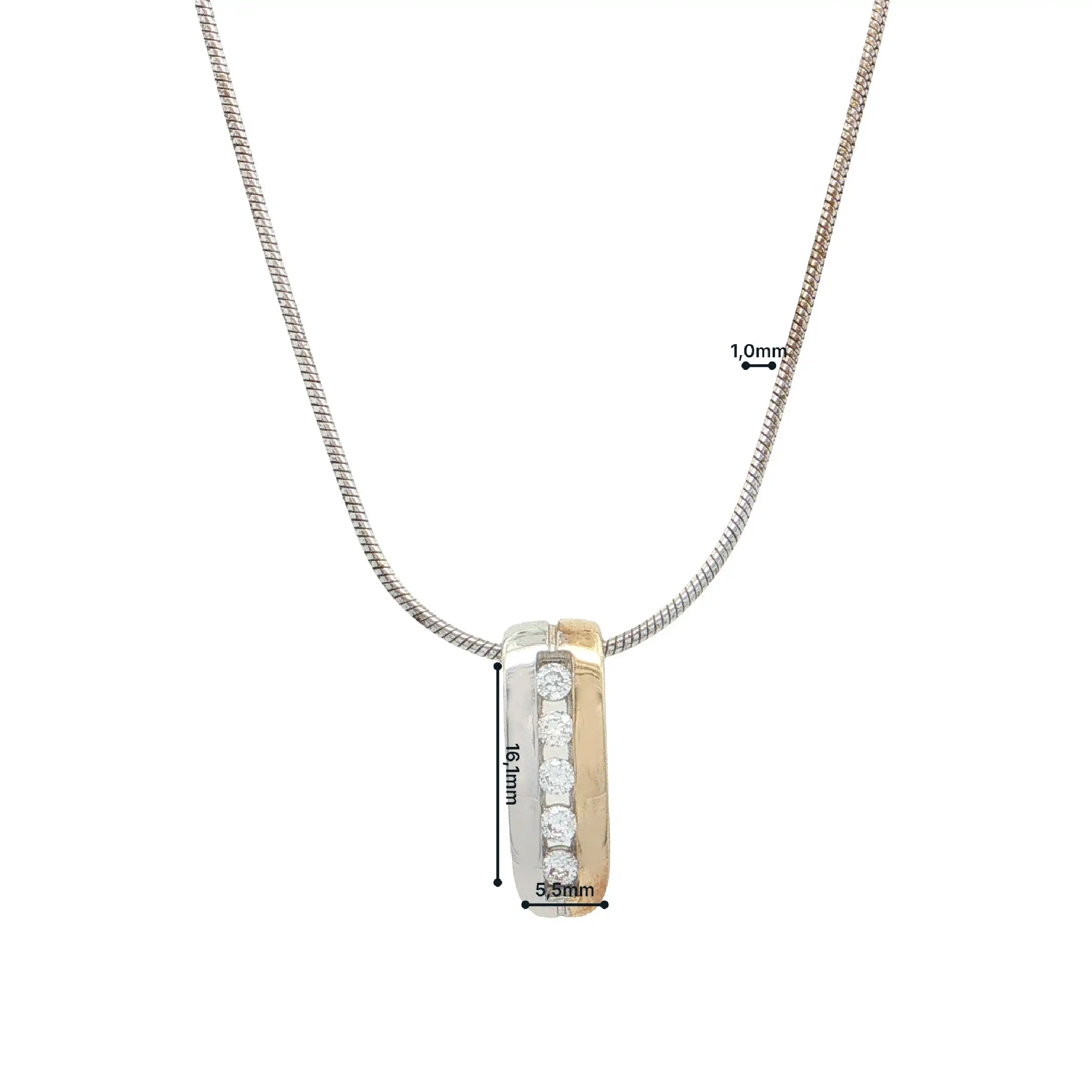 Schlangenkette mit Anhänger Bicolor mit Zirkonia Schlangenkette mit Anhänger Bicolor mit Zirkonia
