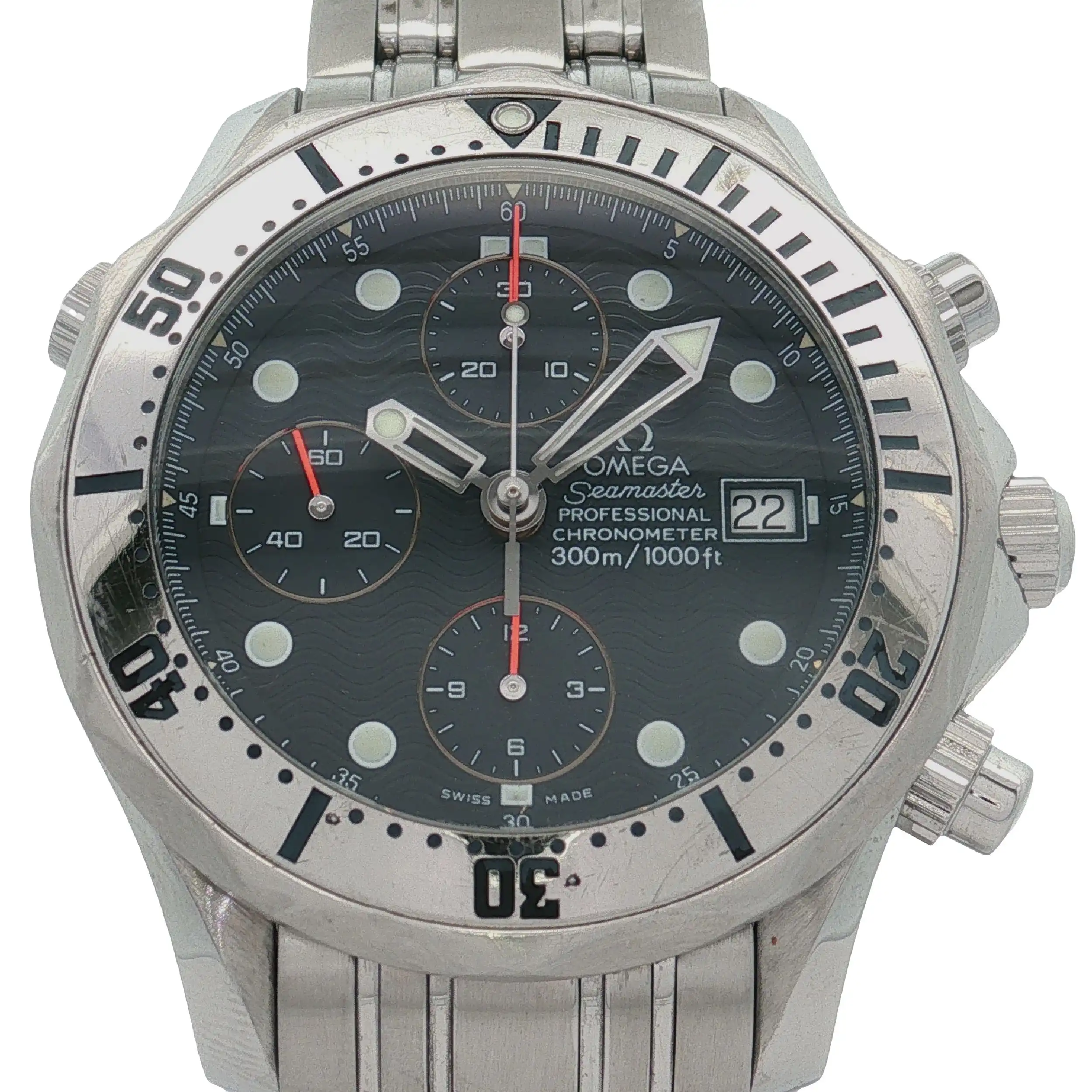 Herrenuhr Omega Seamaster Chrono Automatik - Gehäuse hat Gebrauchsspuren , Revision neu!