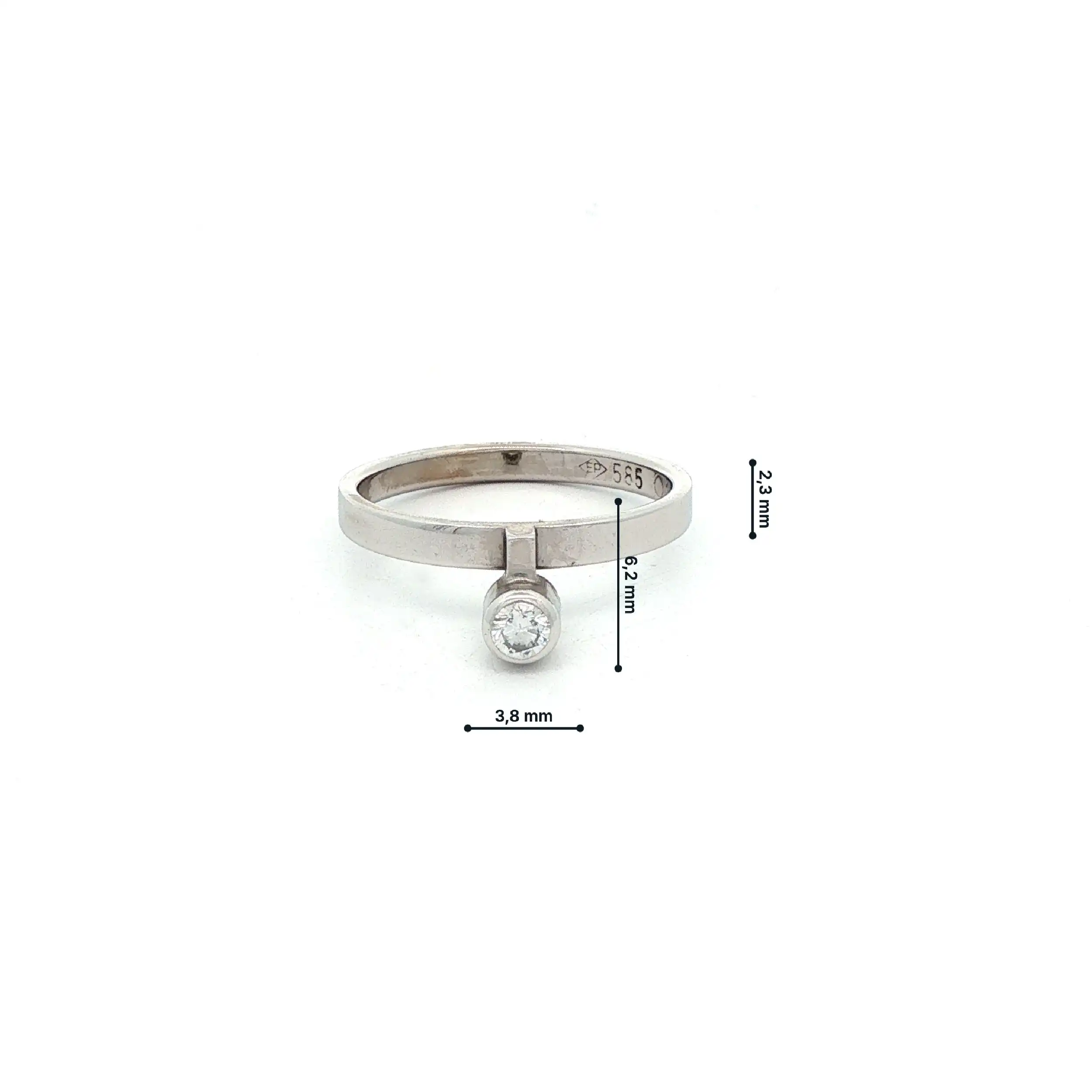 Ring Weißgold mit Brillant, graviert mit 0,13ct