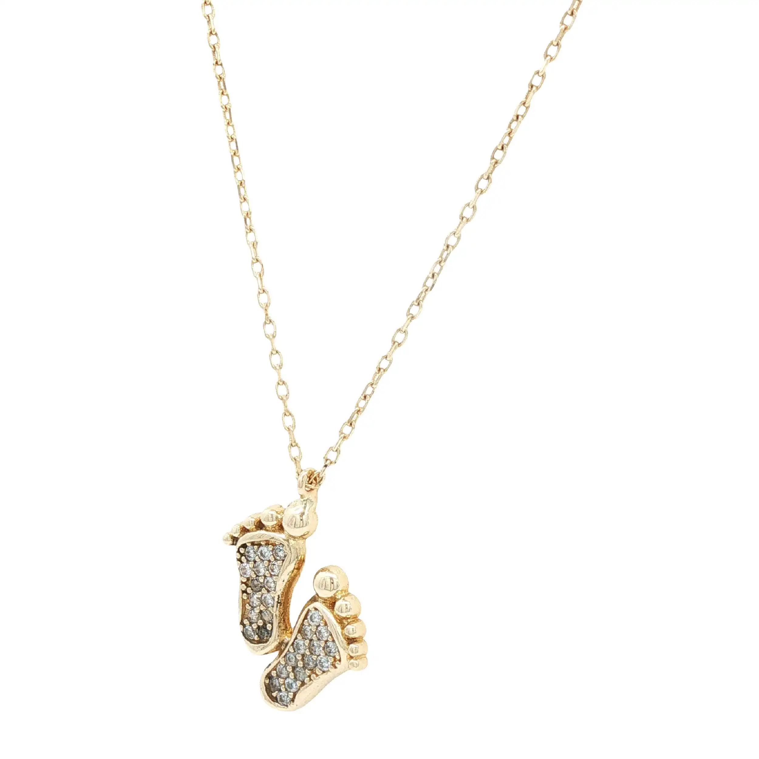 Ankerkette Gelbgold mit Anhänger Füße und Brillanten