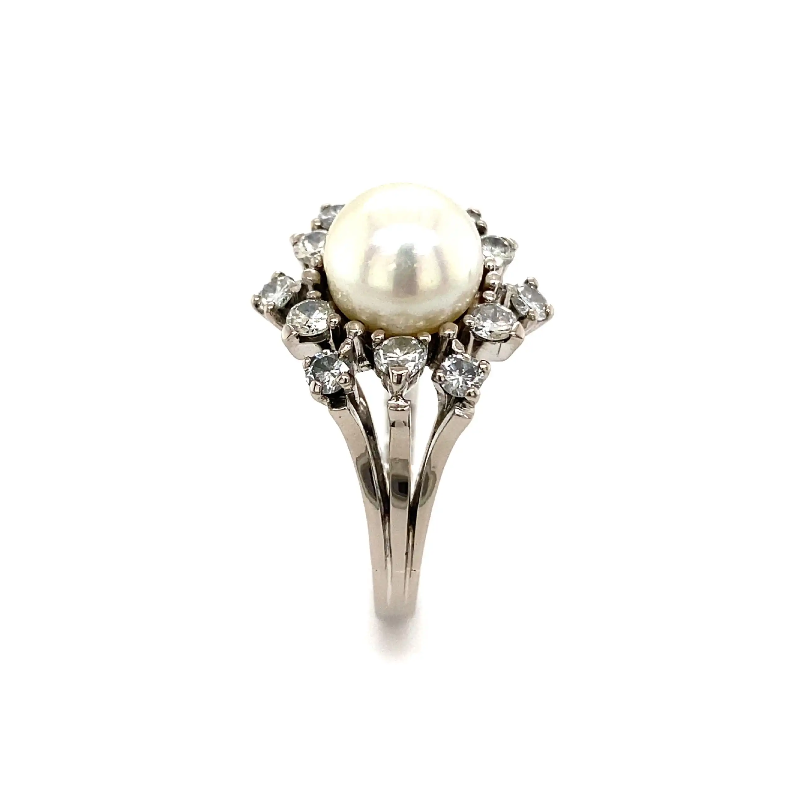 Ring Weißgold mit Perle & Brillanten Ring Weißgold mit Perle & Brillanten