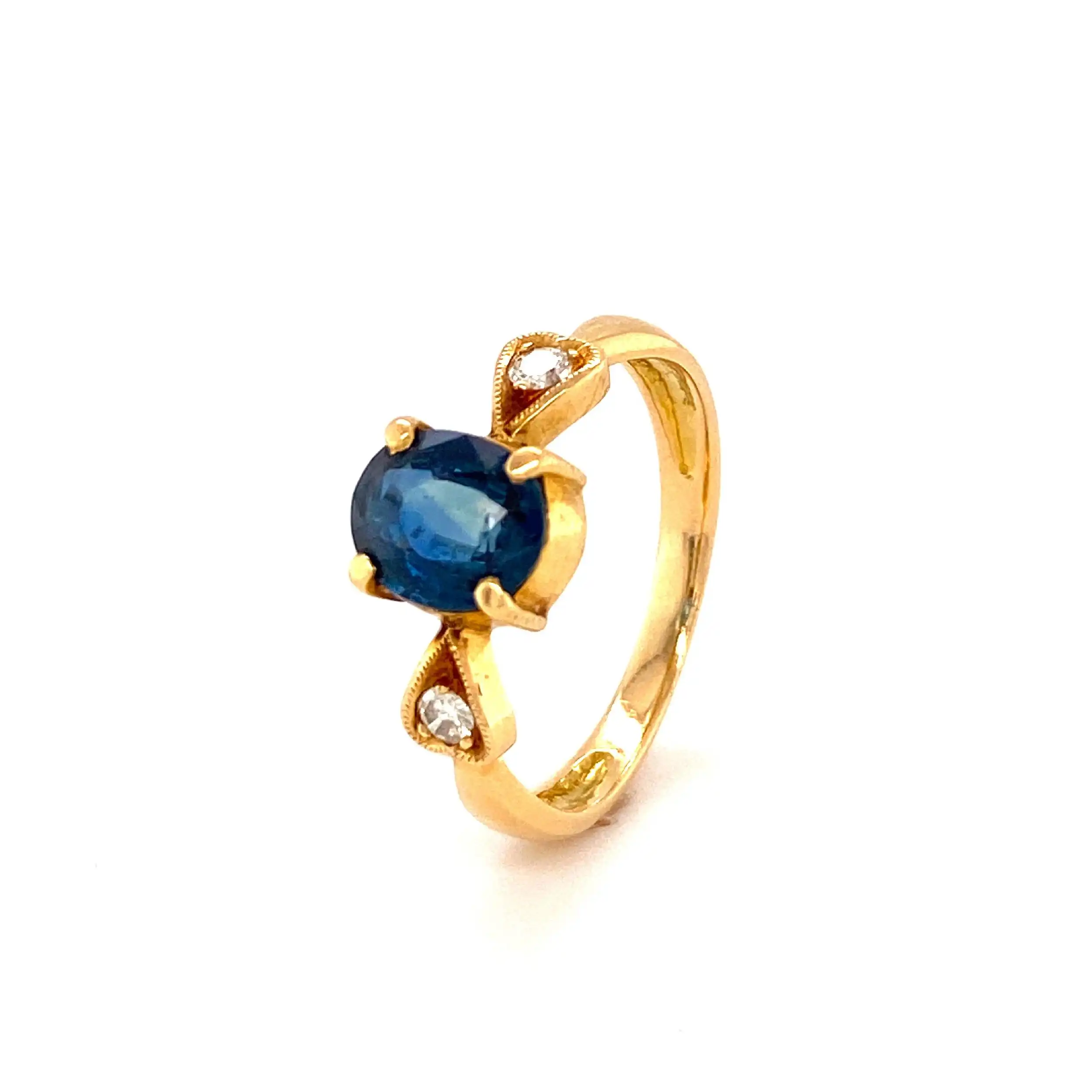 Ring Gelbgold mit Saphir und Brillanten, mit Expertise von EPL