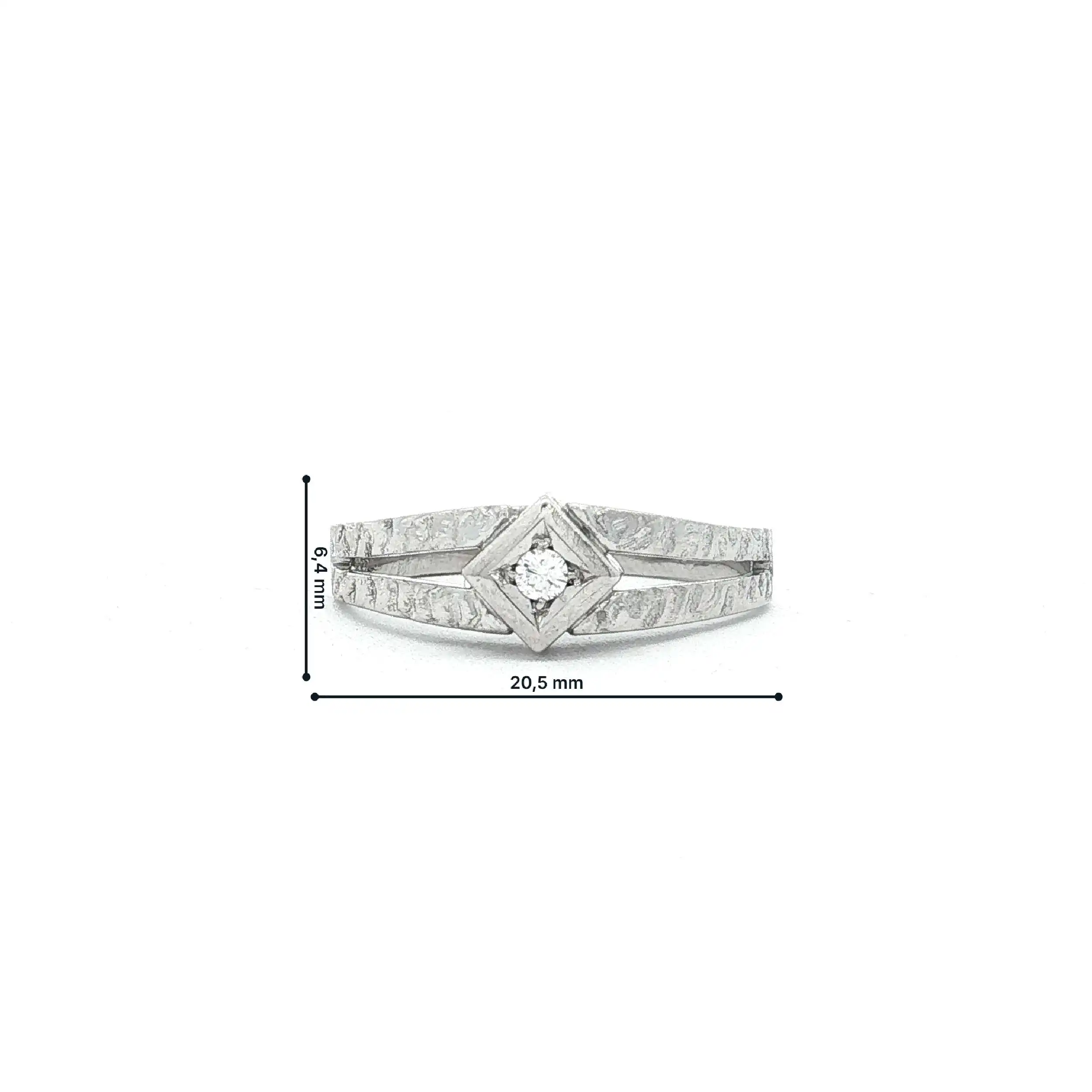 Ring Weißgold mit Solitär Brillant, graviert mit 0,03ct