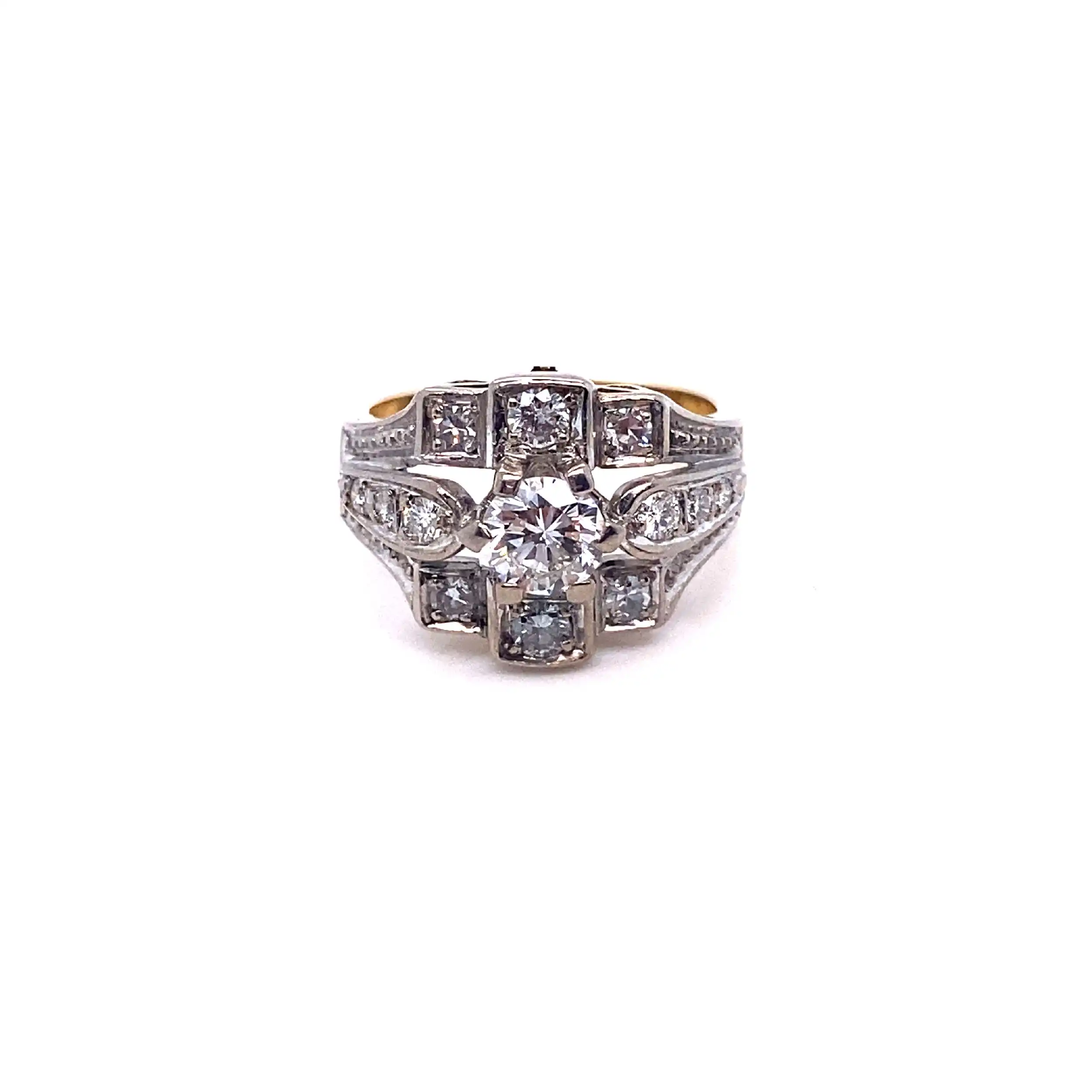 Ring bicolor mit Solitär ca. 0,65ct und Melee Brillanten Ring bicolor mit Solitär ca. 0,65ct und Melee Brillanten