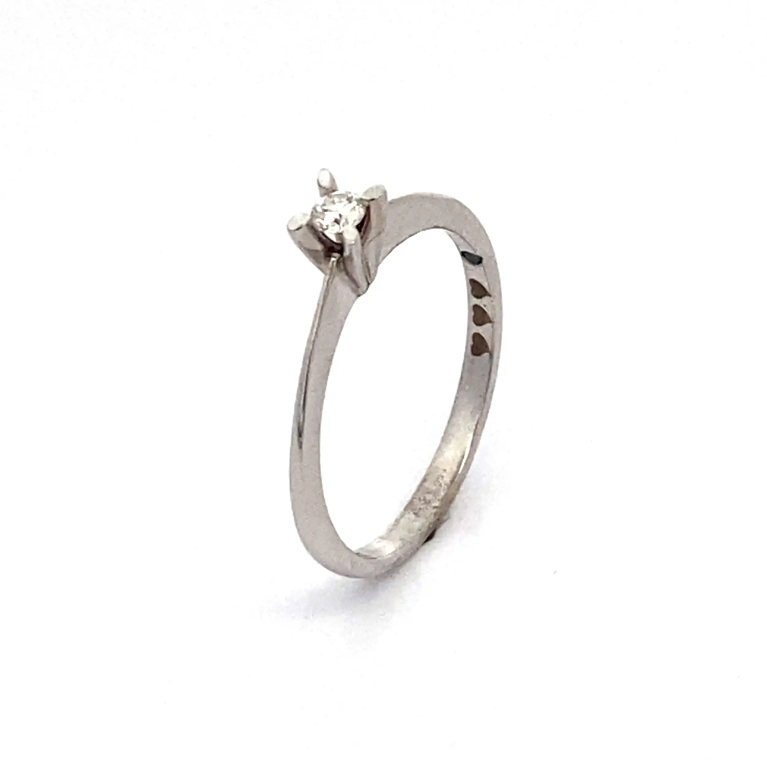 Ring Weißgold mit Brillant Solitär, graviert mit 0,09ct