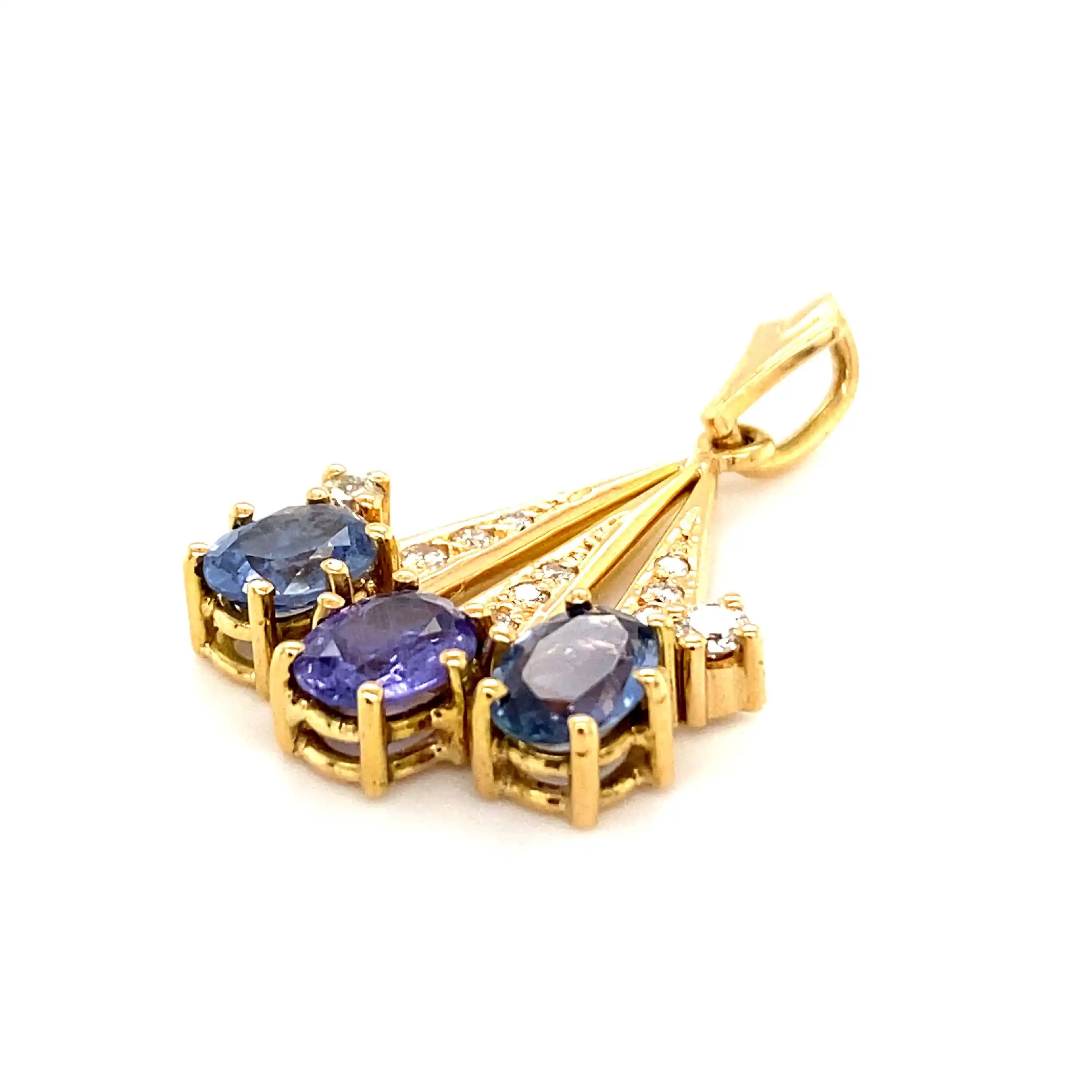 Anhänger Gelbgold mit blauen Farbsteinen & Brillanten