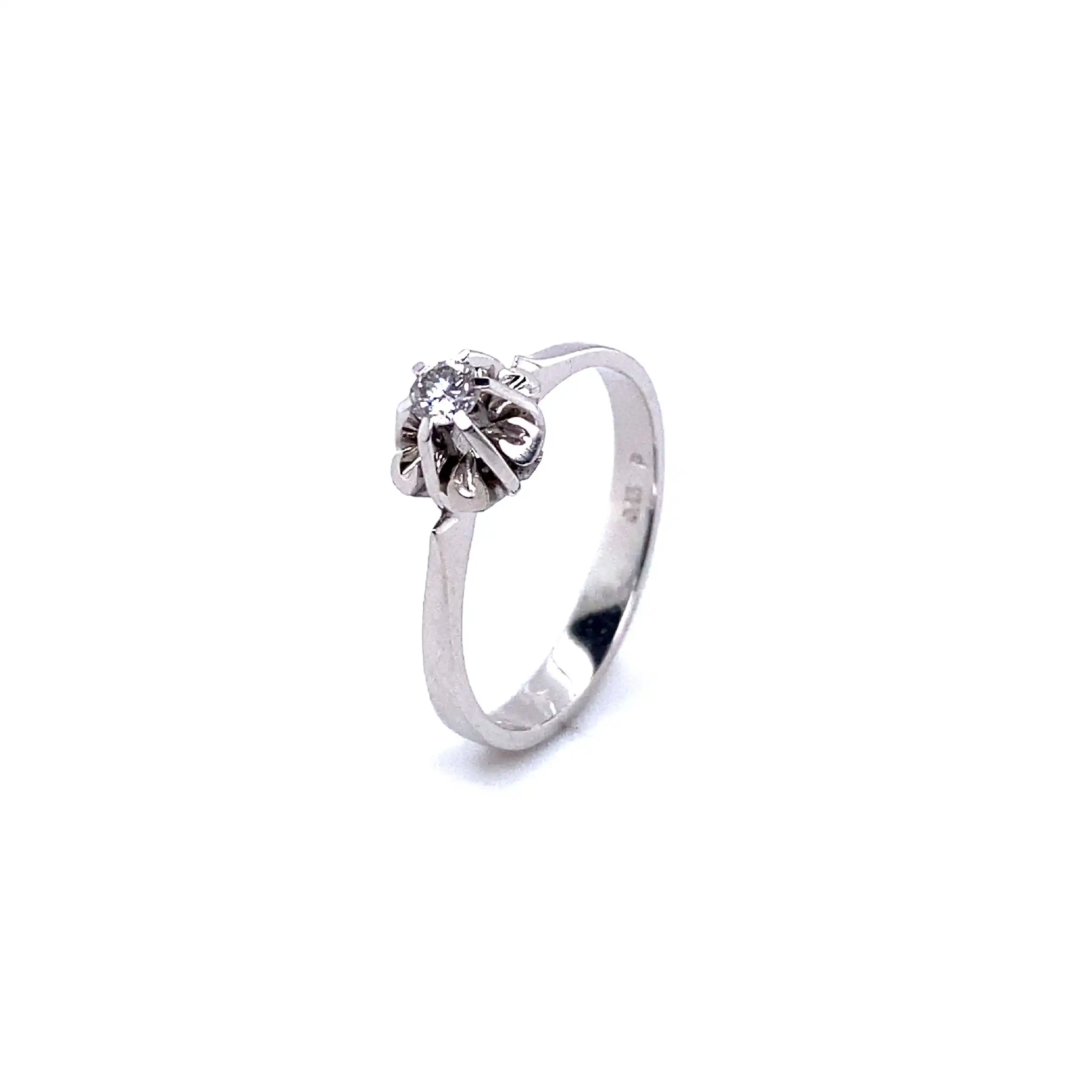 Ring Weißgold mit Brillant, graviert mit 0,13ct Ring Weißgold mit Brillant, graviert mit 0,13ct