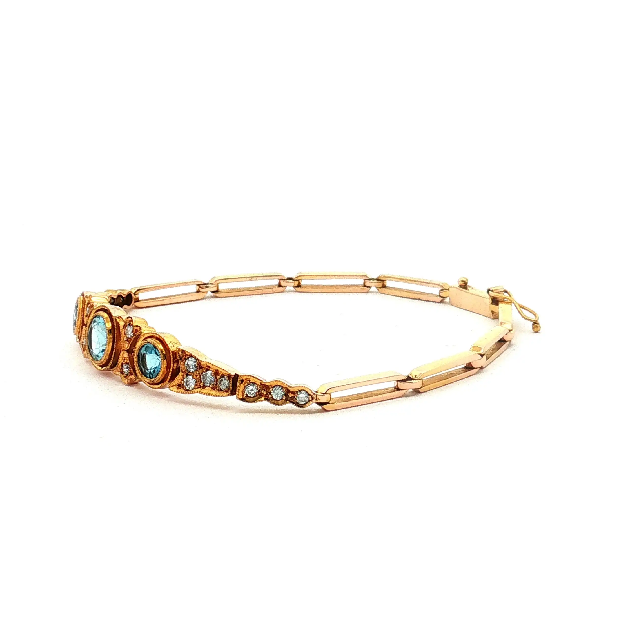 Armband Gelbgold mit Aquamarin und Brillanten